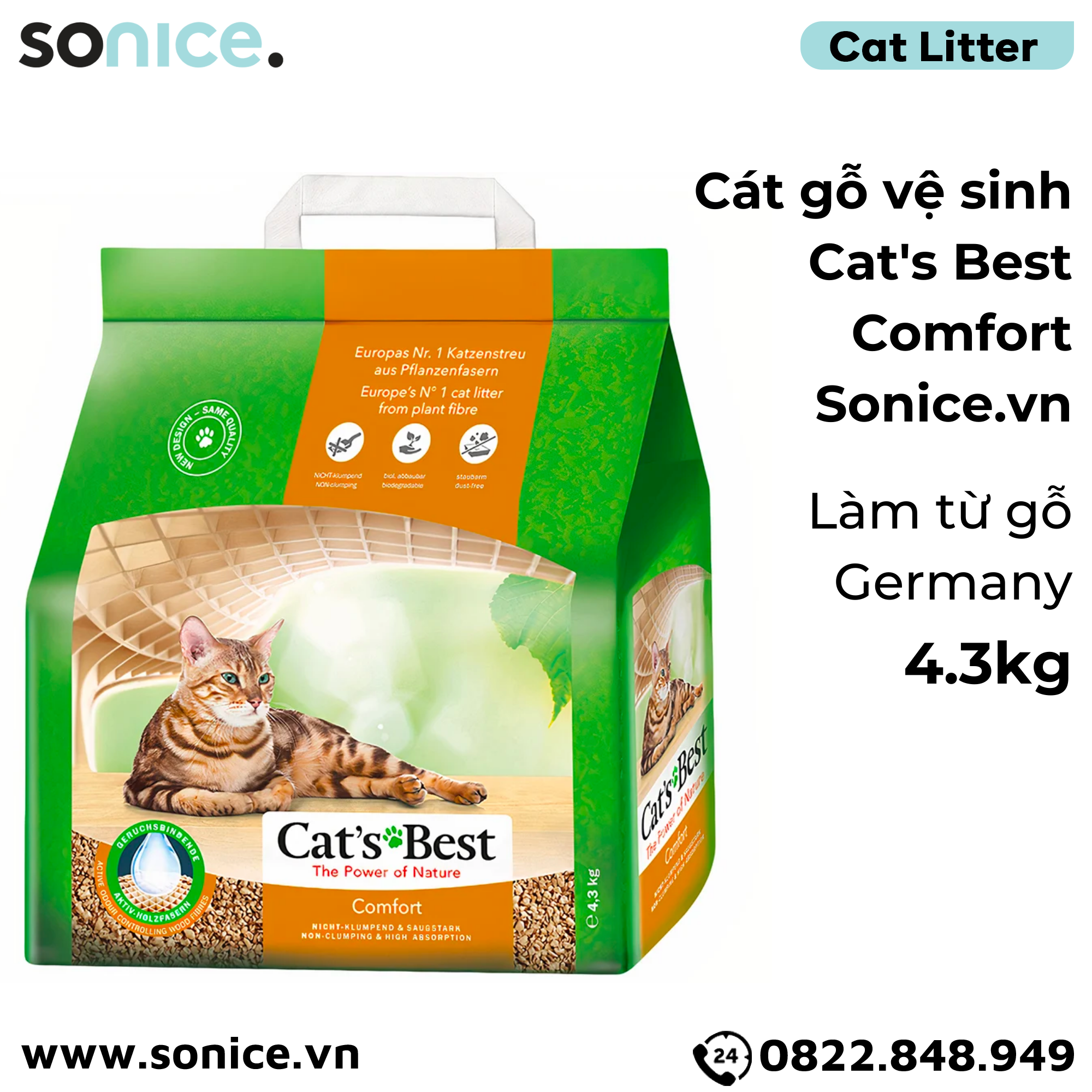  Cát vệ sinh cho mèo CAT’s BEST Comfort 4.3kg - nhập Germany Catsbest SONICE. 