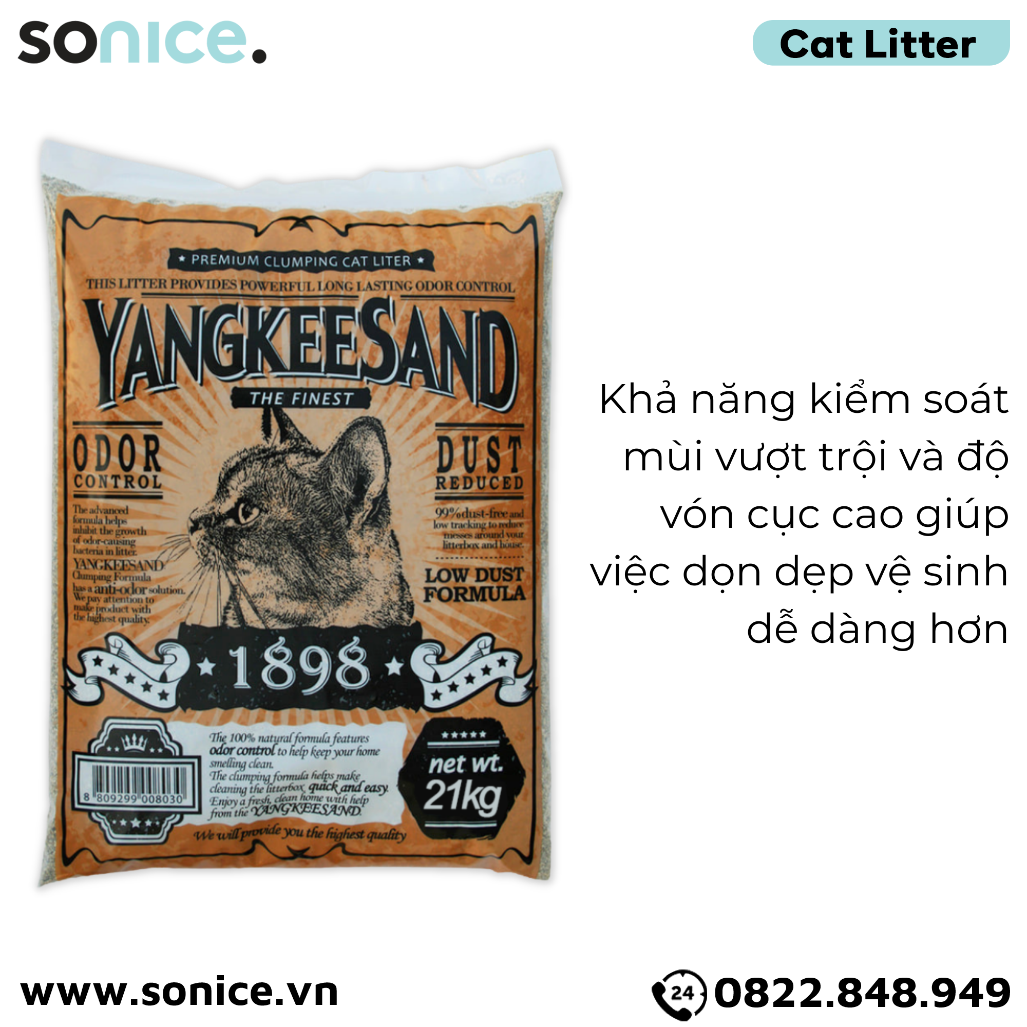  Cát vệ sinh Yangkeesand Odor Control 21kg SONICE. 