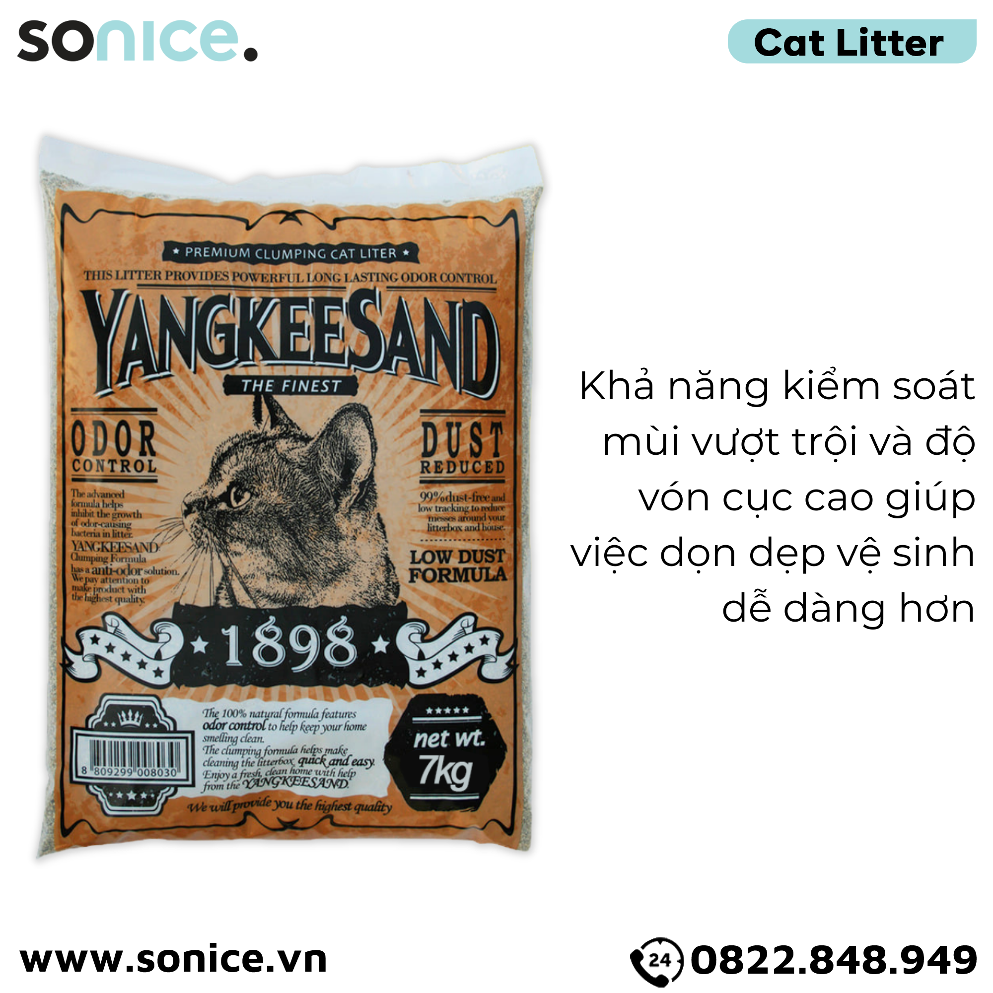  Cát vệ sinh Yangkeesand Odor Control 7kg SONICE. 