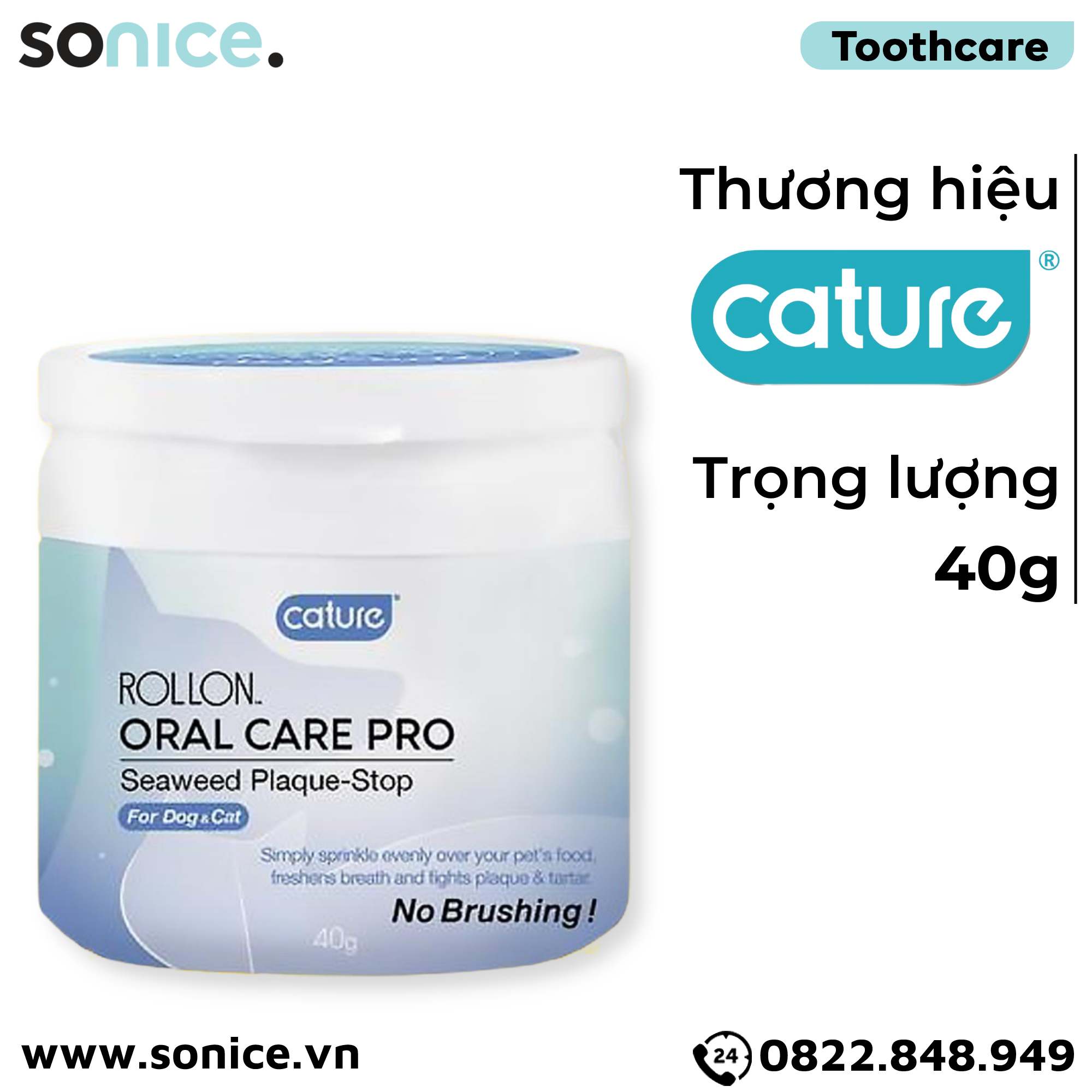  Bột vệ sinh răng Cature Oral Care Pro Seaweed Plaque-Stop 40g - Sạch răng, thơm miệng, ngăn ngừa mảng bám với tinh chất rong biển SONICE. 