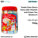  Treats Ciao Churu Tuna with Vitamin and Green Tea 700g - Hộp 50 gói mix SONICE. 