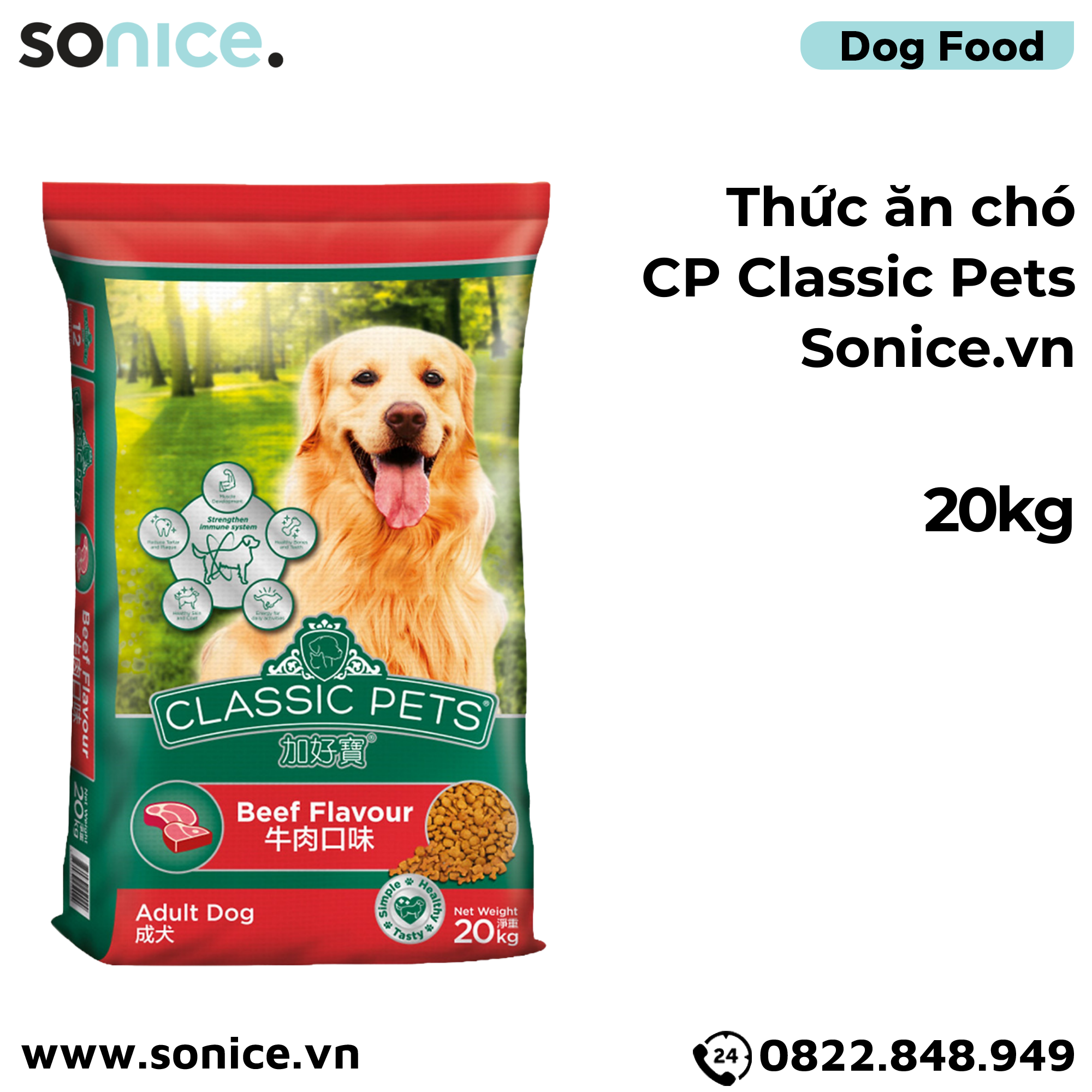  Thức ăn chó CP Classic Pets 20kg - Thái Lan SONICE. 