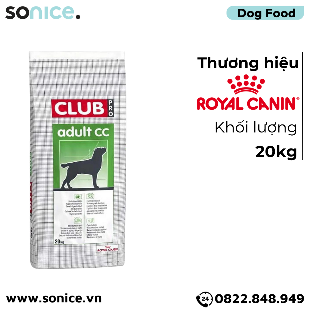  Thức ăn chó Royal Canin Club PRO Adult 20kg SONICE. 