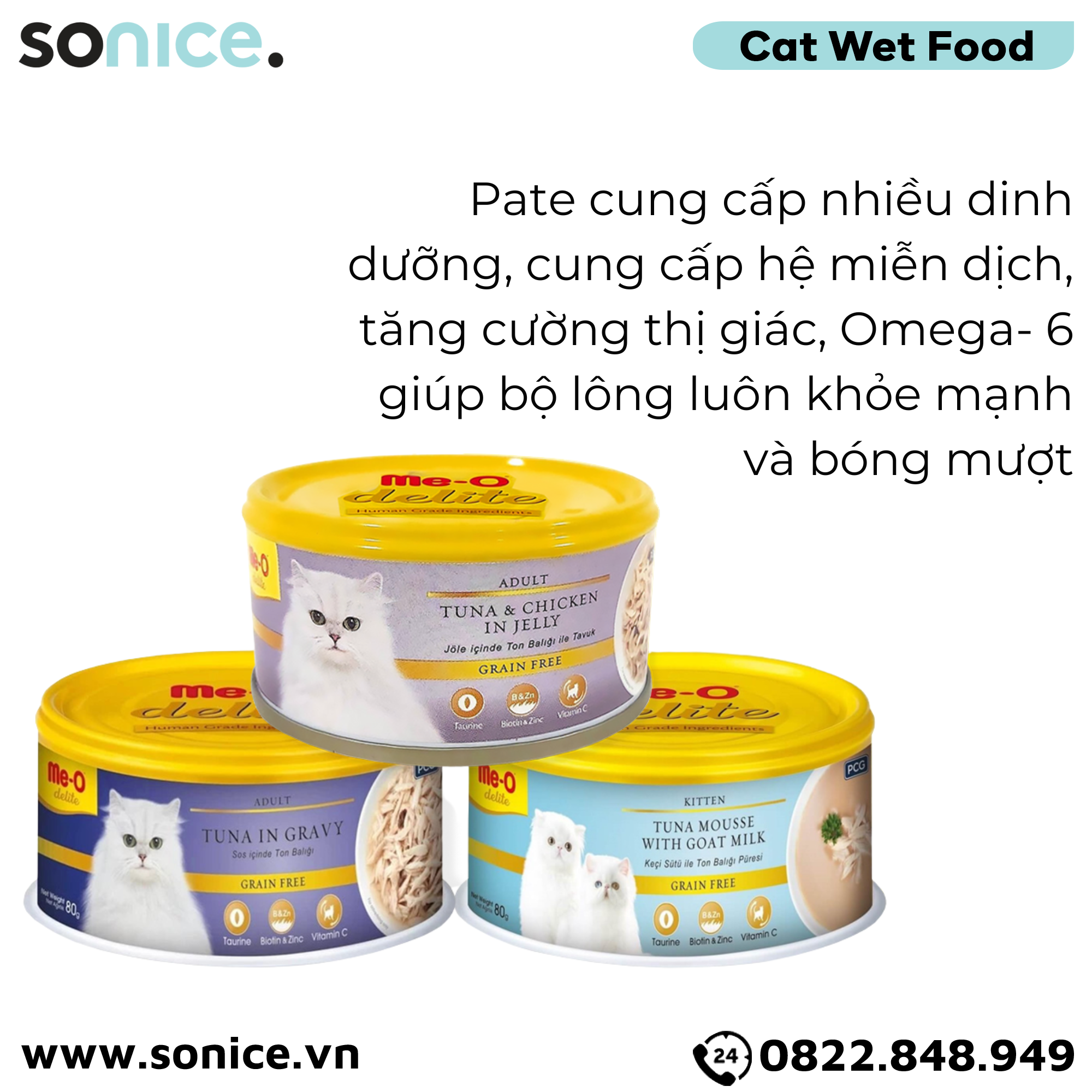  Combo Pate Mèo Me-O Delite Tuna 80g - 24 lon SONICE. 