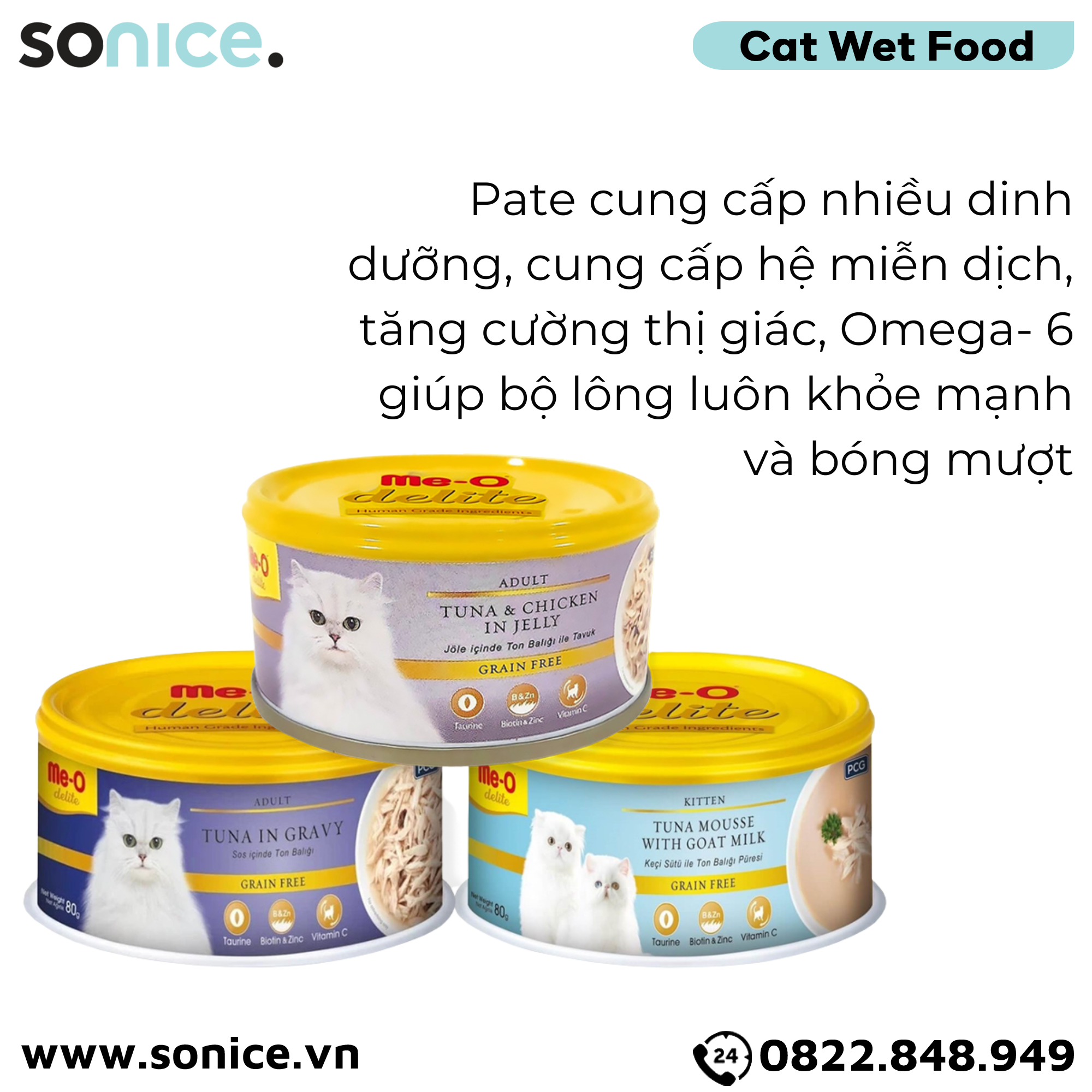  Combo Pate Mèo Me-O Delite Tuna 80g - 48 lon SONICE. 