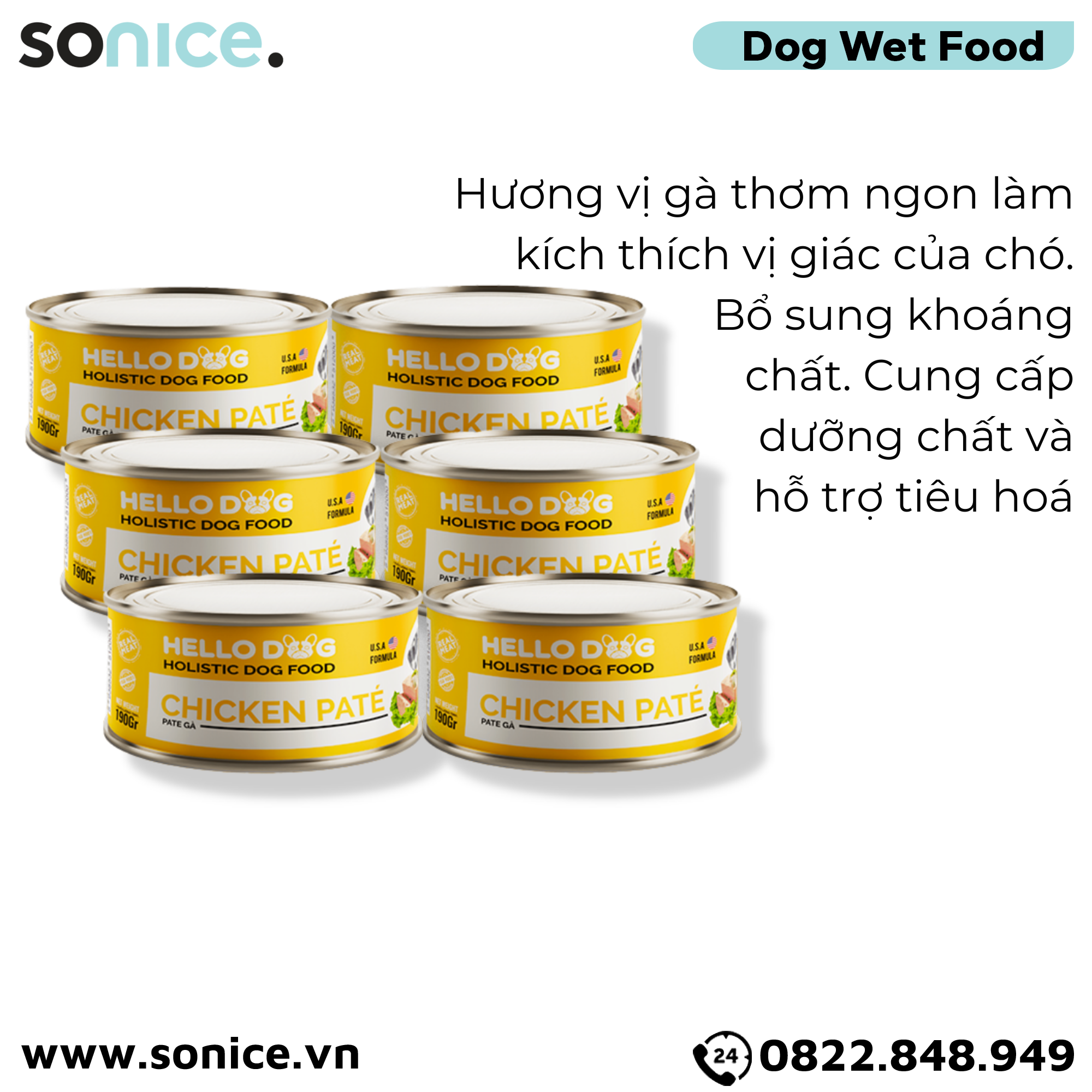  Combo Pate chó HelloDog 190g - 20 lon - Vị Gà SONICE. 