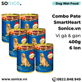  Combo Pate chó SmartHeart Vị Gà & Gan 400g - 6 lon SONICE. 