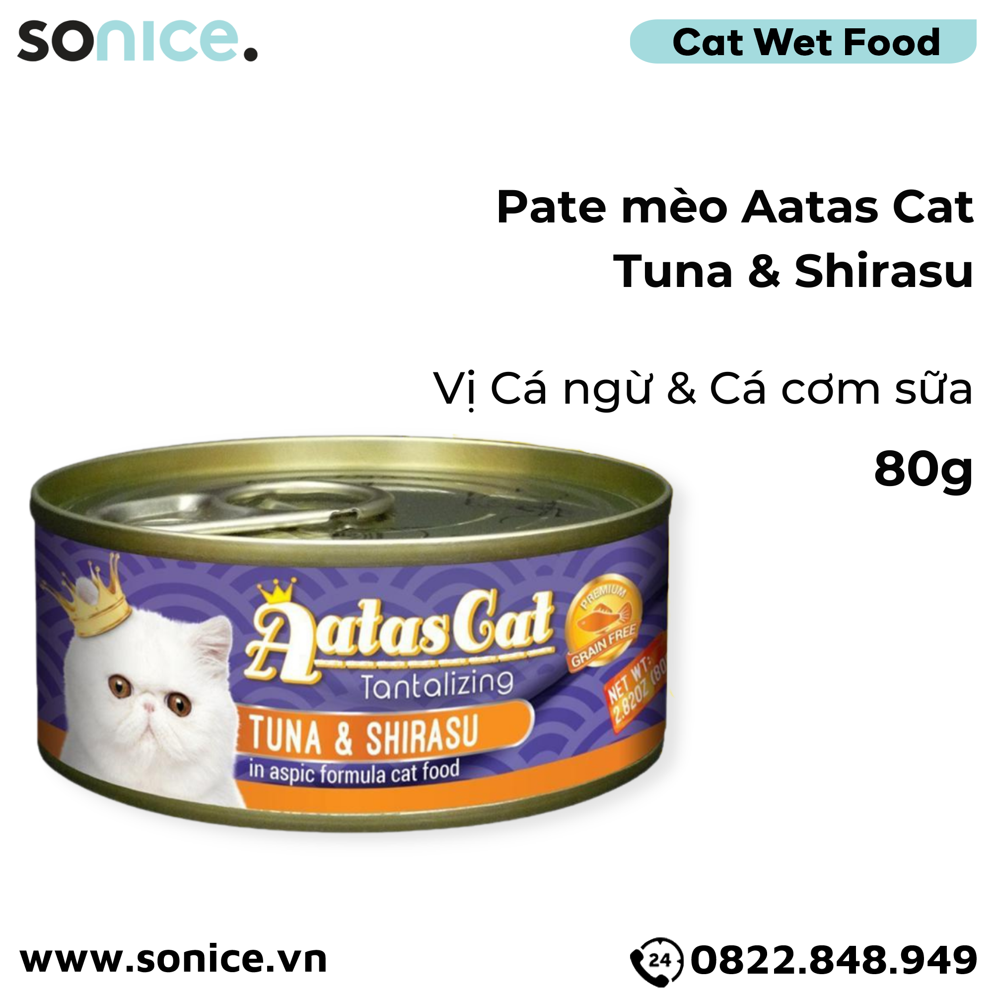  Combo Pate mèo Aatas Cat 80g - 48 lon SONICE. 