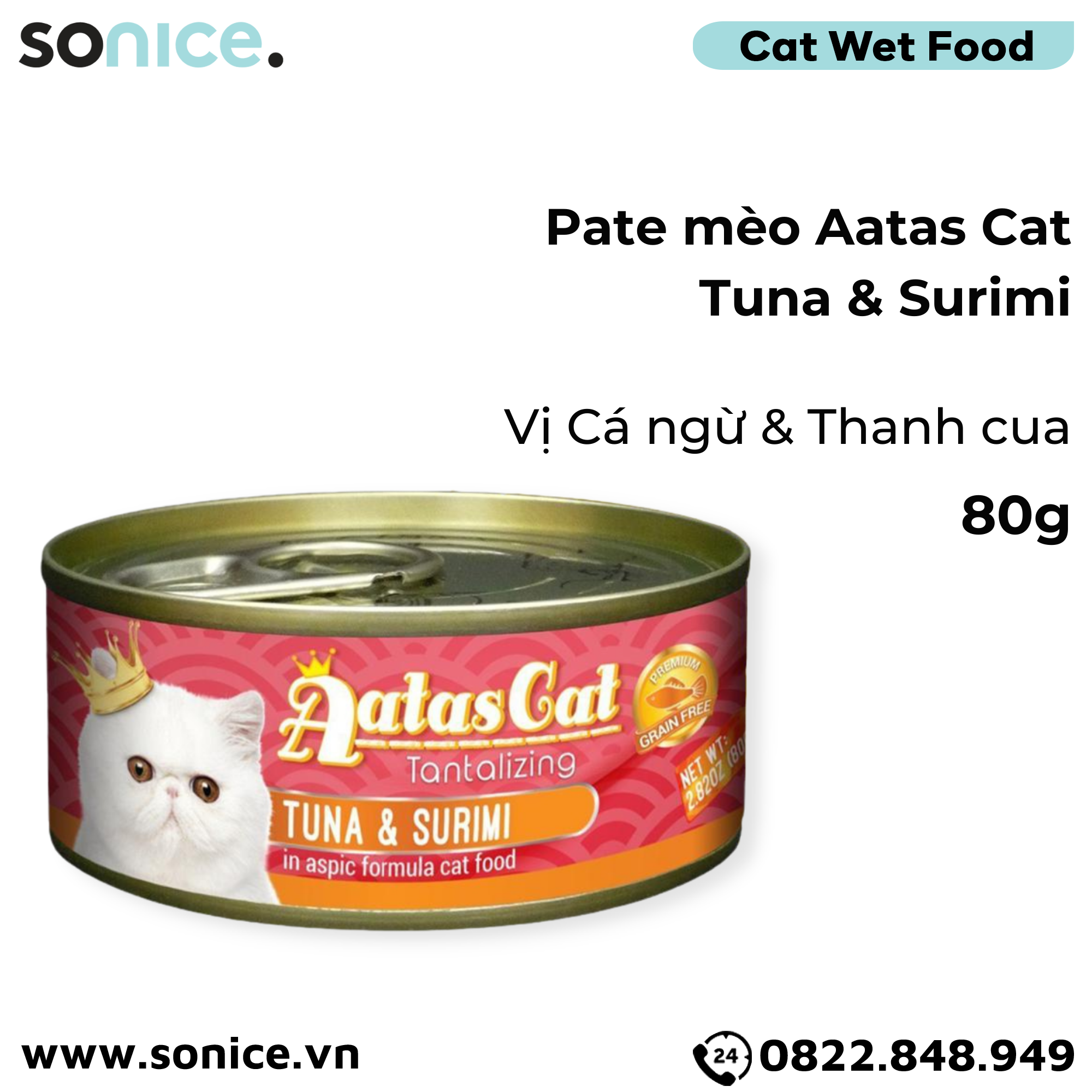  Combo Pate mèo Aatas Cat 80g - 48 lon SONICE. 