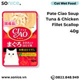  Combo Pate mèo CIAO Soup Tuna & Chicken 40g - 32 gói mix vị SONICE. 