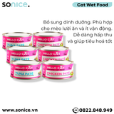  Combo Pate mèo HelloCat 190g - 12 lon, mix Gà & Cá Ngừ SONICE. 