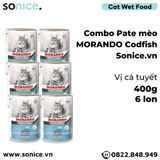  Combo Pate mèo Morando Codfish 400g - 6 lon - Vị Cá Tuyết SONICE. 