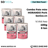  Combo Pate mèo Morando vị Thịt heo 400g - 6 lon SONICE. 