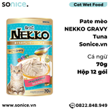  Pate mèo NEKKO GRAVY Cá Ngừ 70g - 1 hộp 12 gói SONICE. 