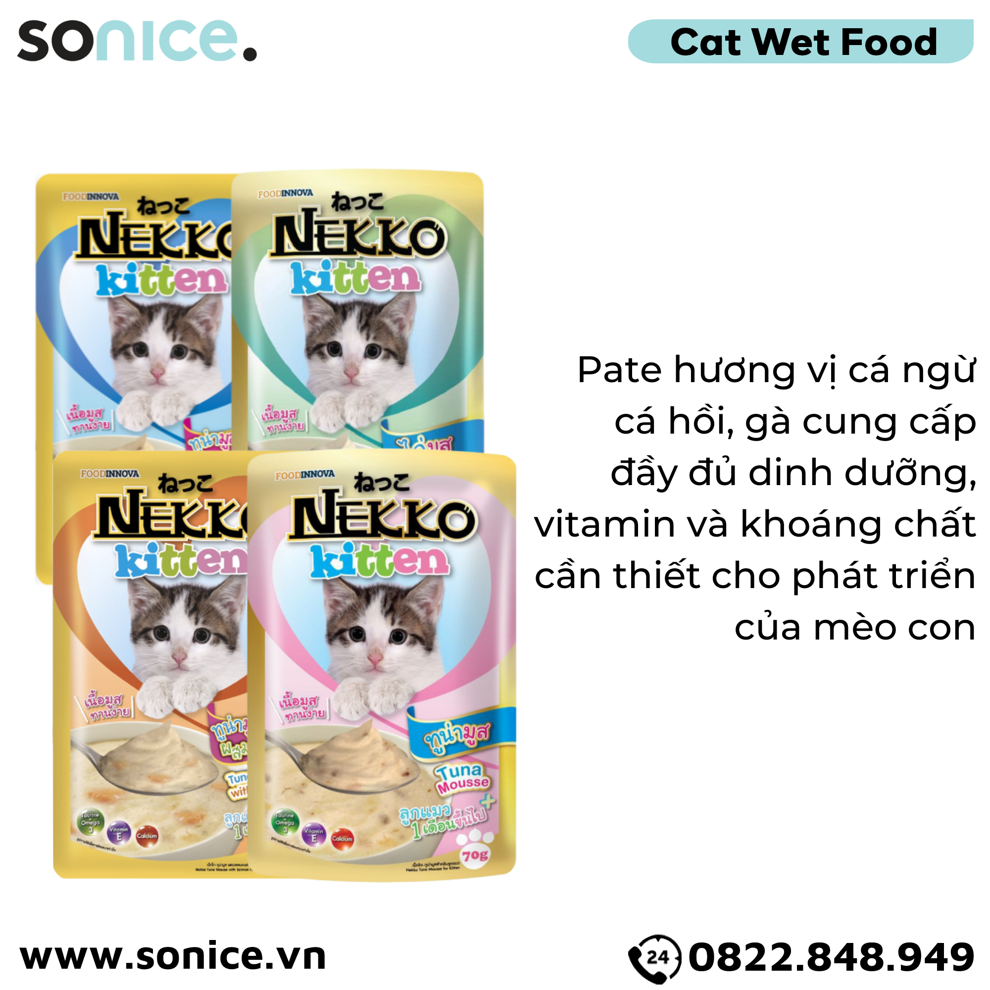  Combo Pate mèo NEKKO Kitten- 48 gói SONICE. 