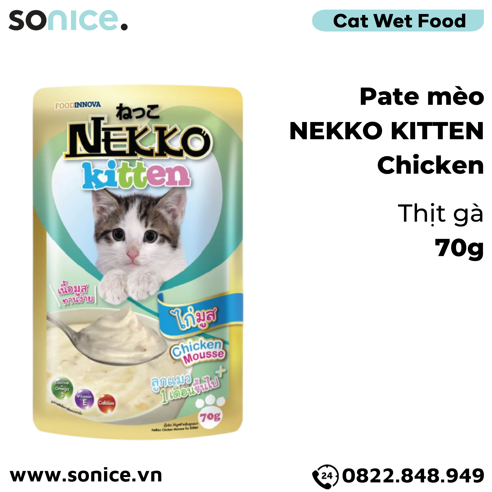  Combo Pate mèo NEKKO Kitten- 48 gói SONICE. 