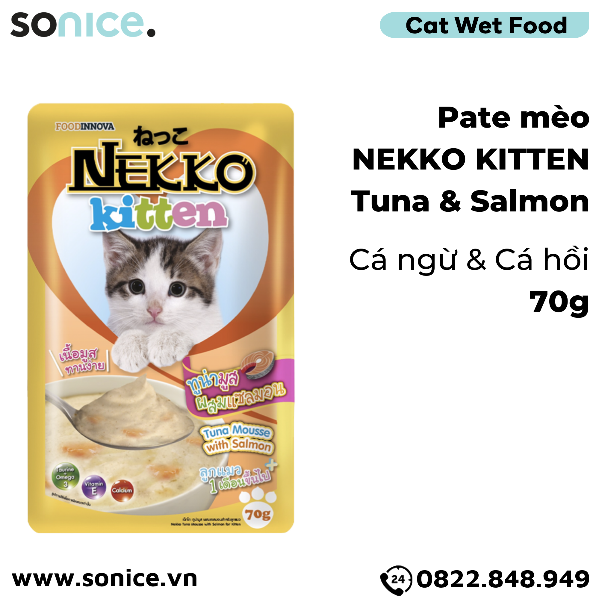  Combo Pate mèo NEKKO Kitten- 48 gói SONICE. 