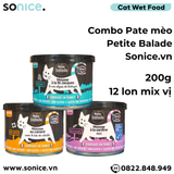  Combo Pate mèo Petite Balade 200g mix 3 vị - Thịt gà, cá mòi, thịt vịt, sò điệp - 12 lon SONICE. 