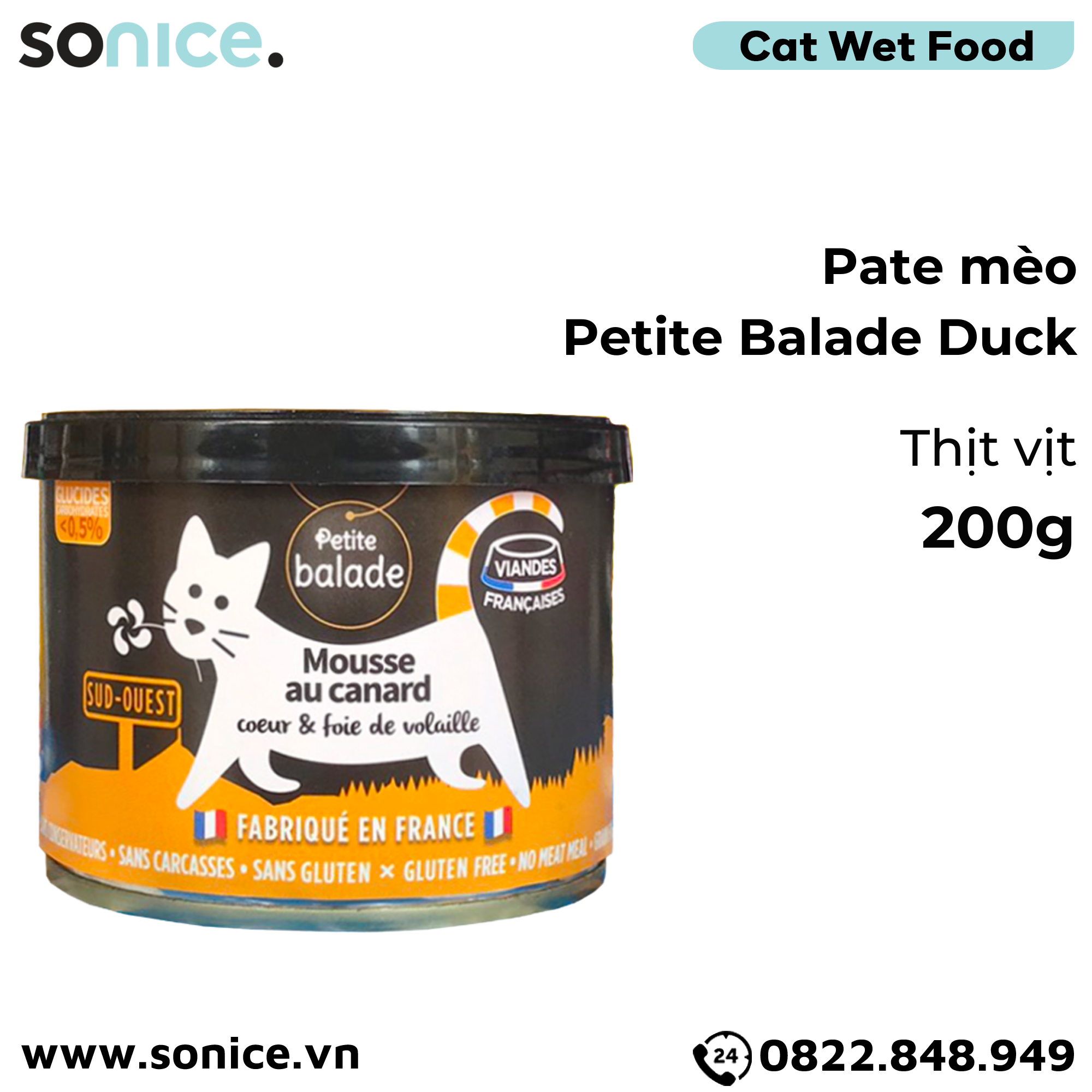  Combo Pate mèo Petite Balade 200g mix 3 vị - Thịt gà, cá mòi, thịt vịt, sò điệp - 24 lon SONICE. 