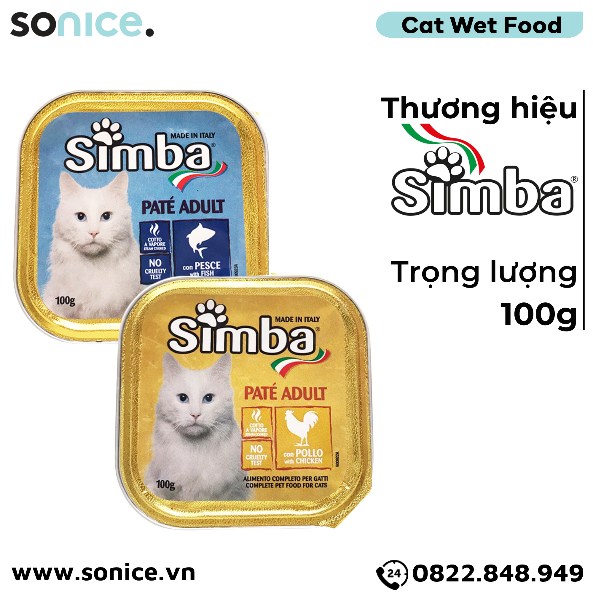  Combo Pate Simba cho Mèo 100g - 48 hộp, nhập Italy SONICE. 