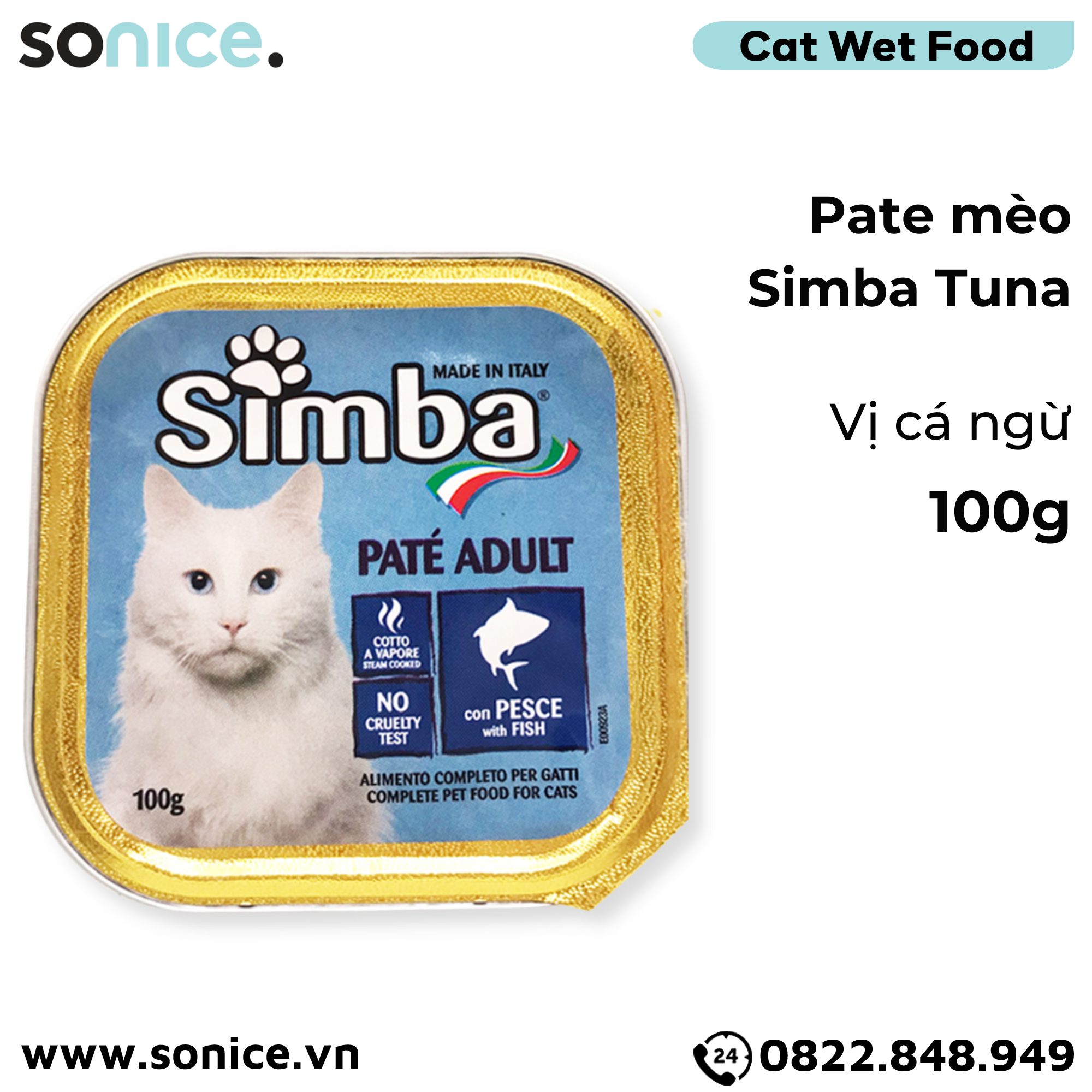  Combo Pate Simba cho Mèo 100g - 24 hộp, nhập Italy SONICE. 