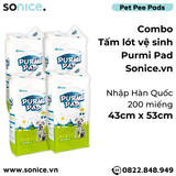  Combo Tấm lót vệ sinh Purmi Pad 43cm x 53cm - 200 miếng nhập Hàn Quốc SONICE. 