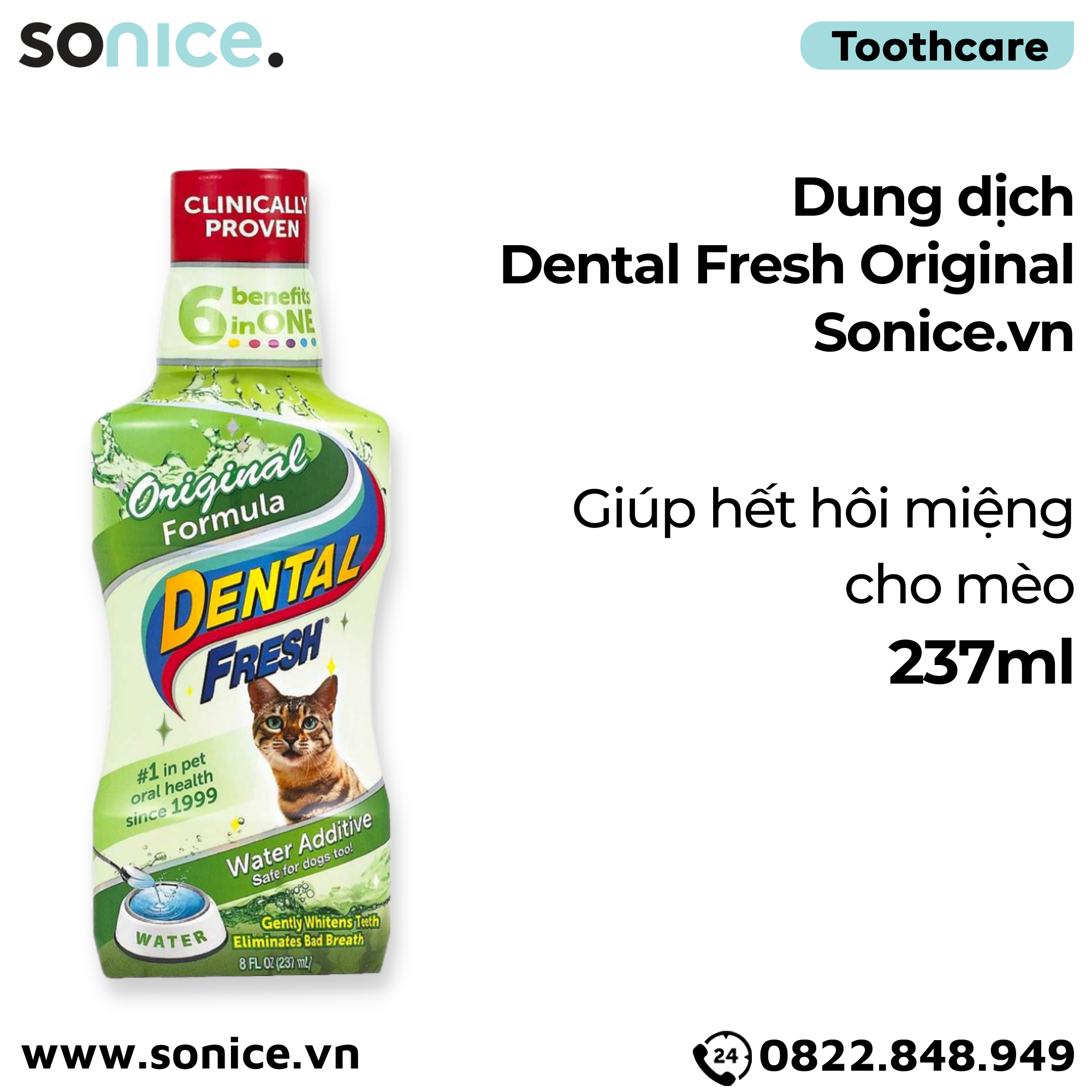  Dung dịch Dental Fresh Original hết hôi miệng cho mèo - 237ml SONICE. 