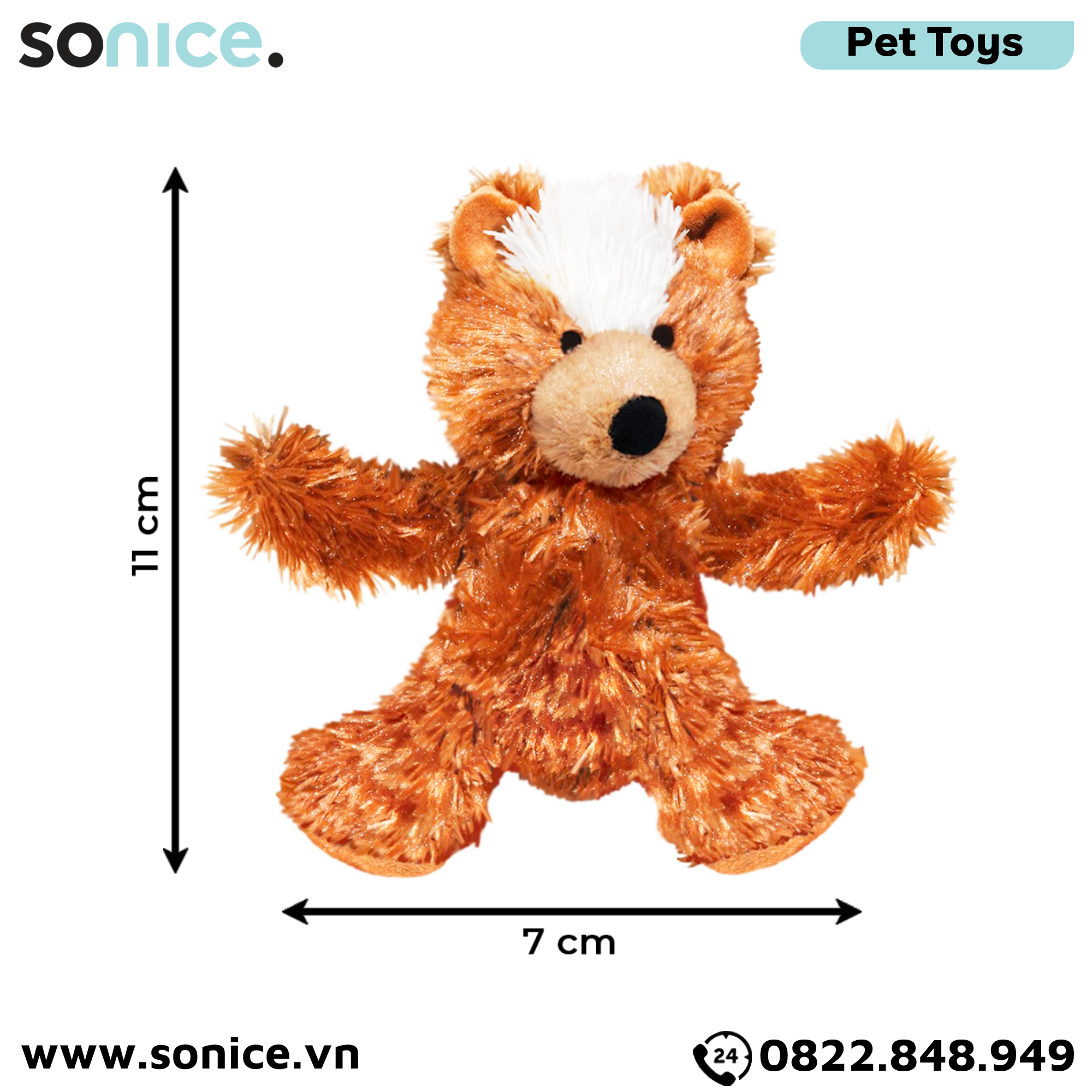  Đồ chơi KONG Dr.Noyz Teddy Bear Squeaks X-Small Size - Gấu Teddy kêu tít tít SONICE. 