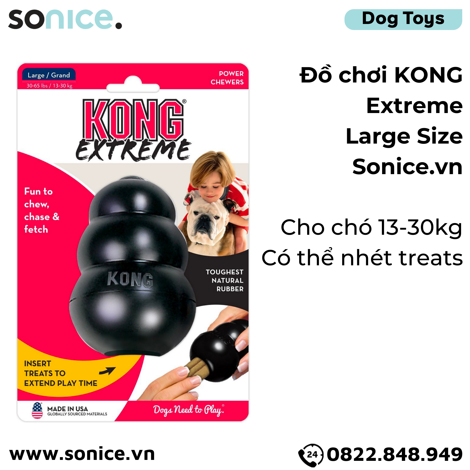  Đồ chơi Kong Extreme Toys Large Size - Cho chó 13-30kg, có thể nhét treats SONICE. 