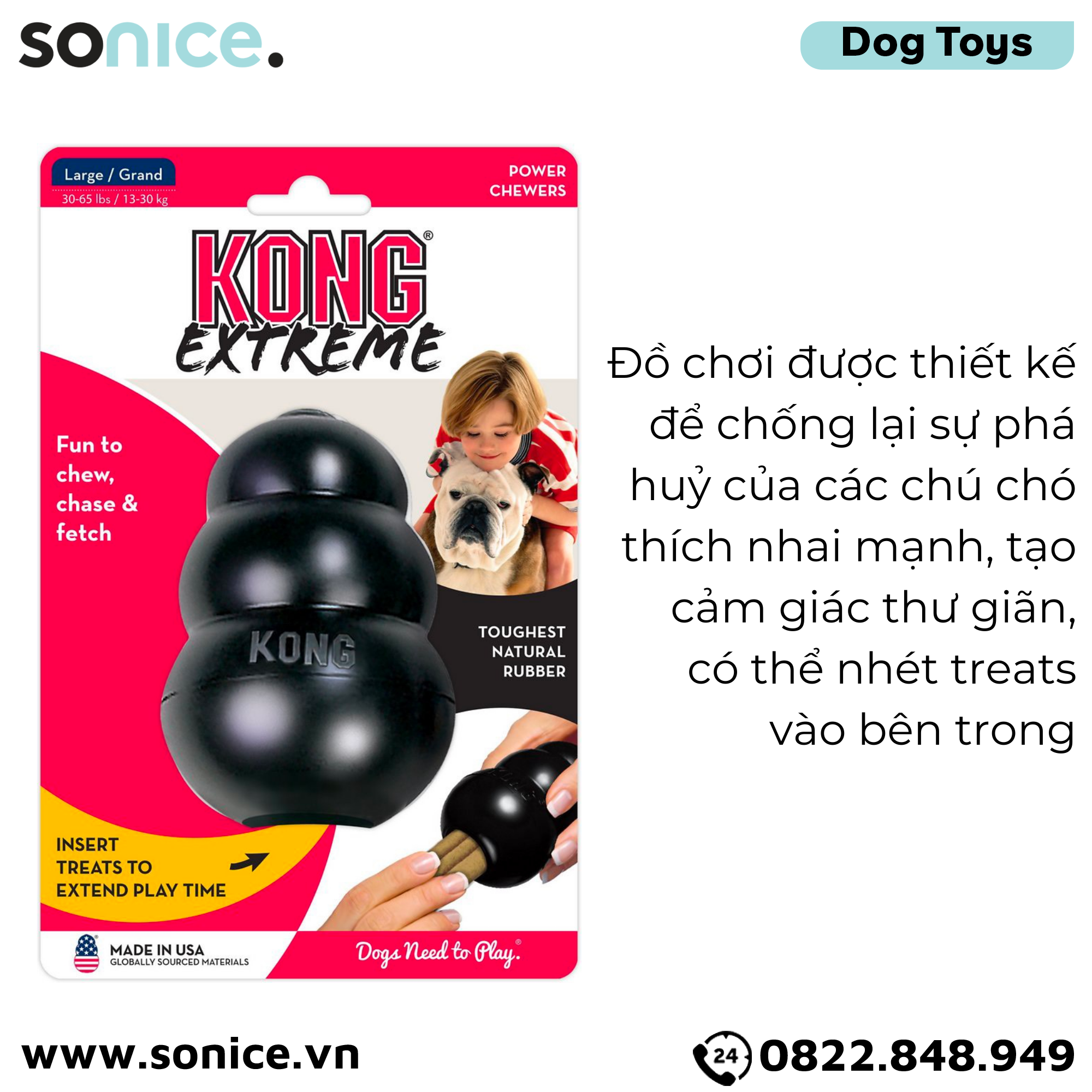  Đồ chơi Kong Extreme Toys Large Size - Cho chó 13-30kg, có thể nhét treats SONICE. 