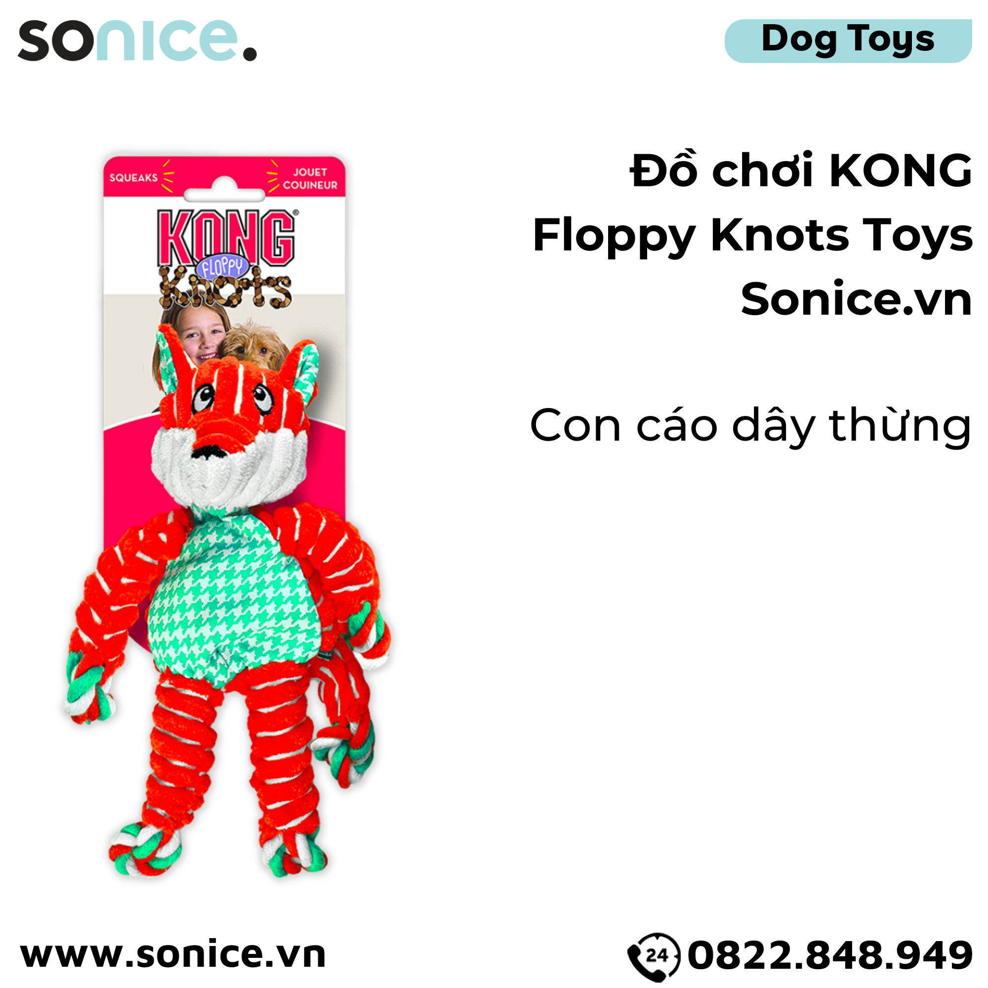  Đồ chơi KONG Floppy Knots Toys - Con cáo dây thừng SONICE. 