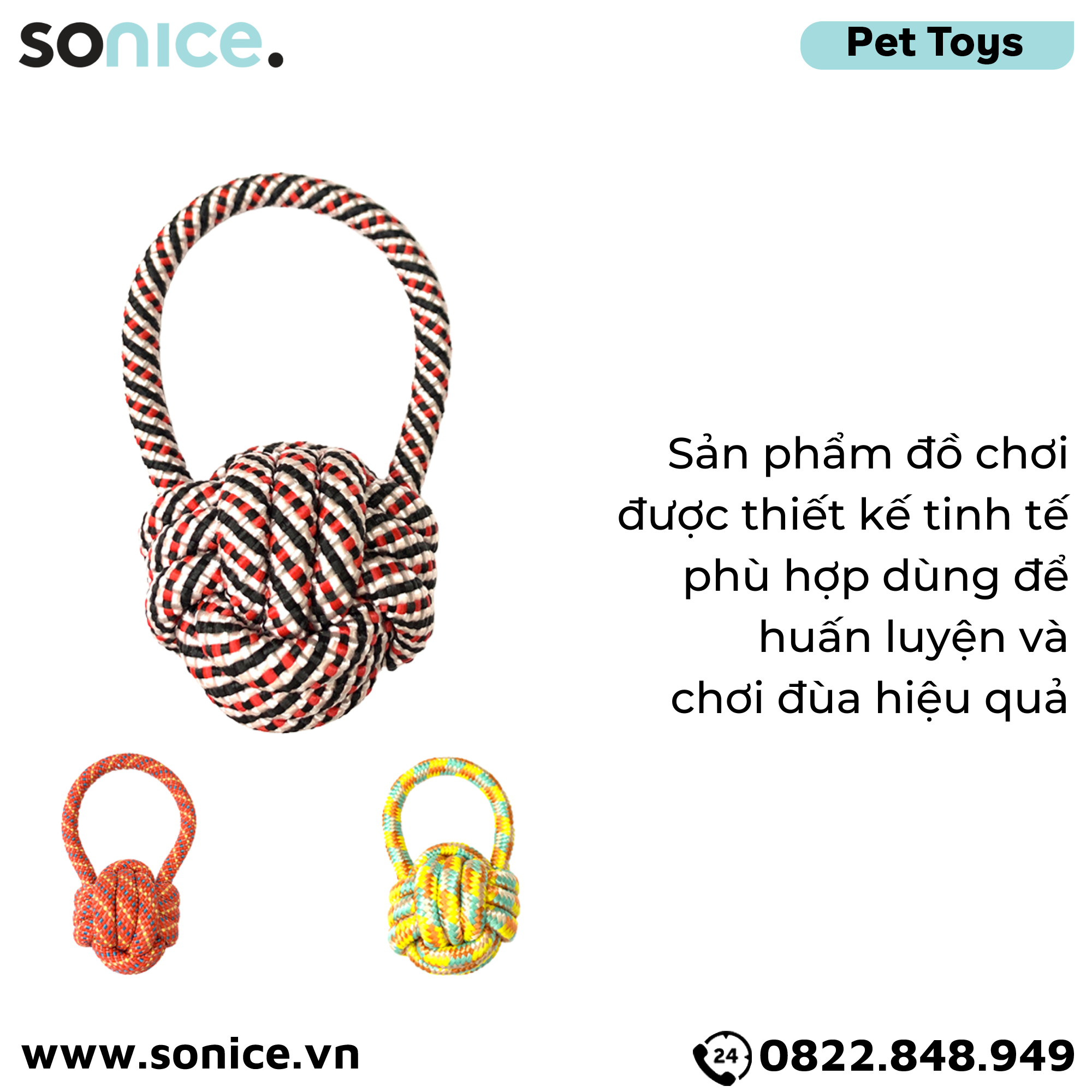  Đồ chơi Lumidori Ball 1 Knot Rope Toys - Banh một tai SONICE. 