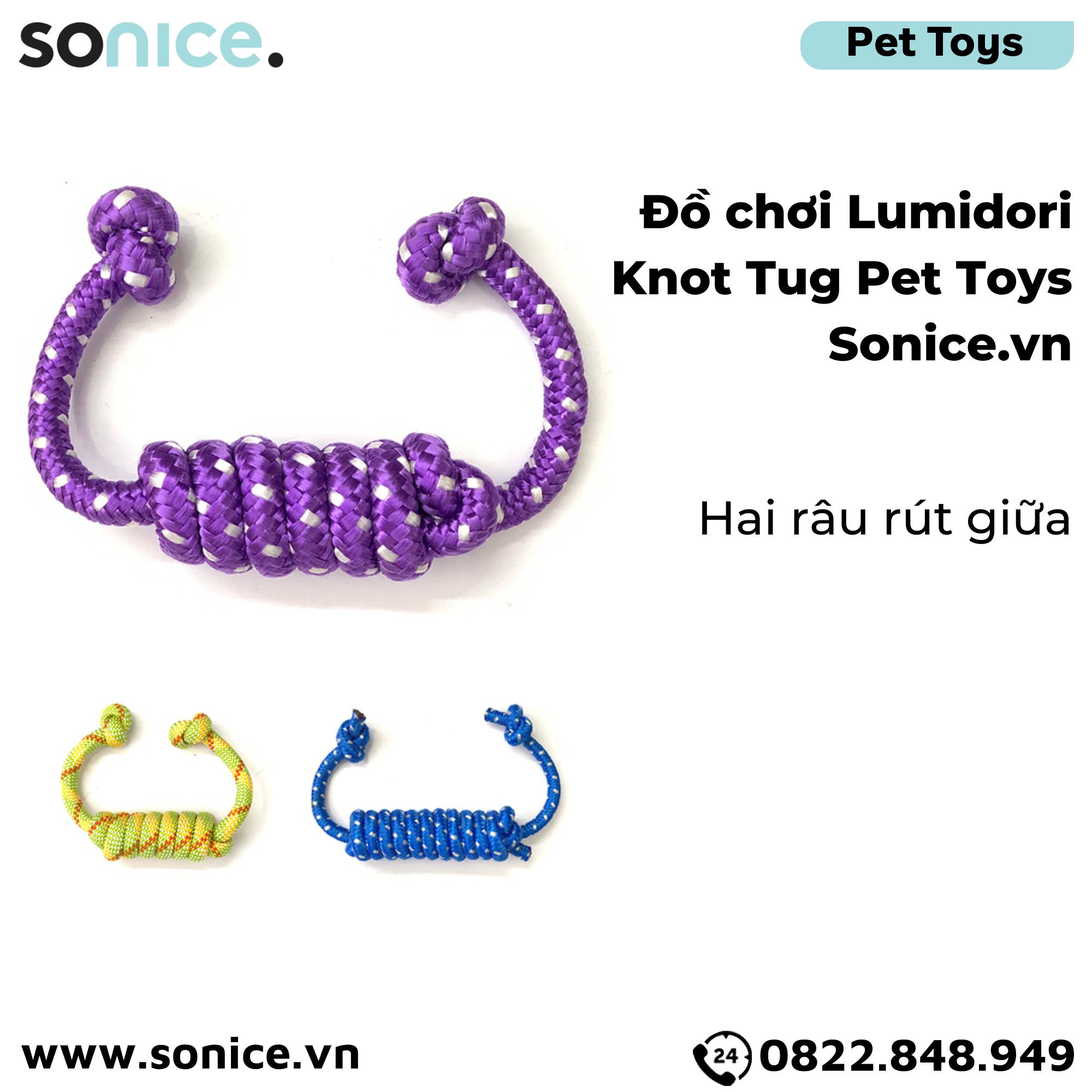  Đồ chơi Lumidori Knot Tug Toys - Hai râu rút giữa SONICE. 