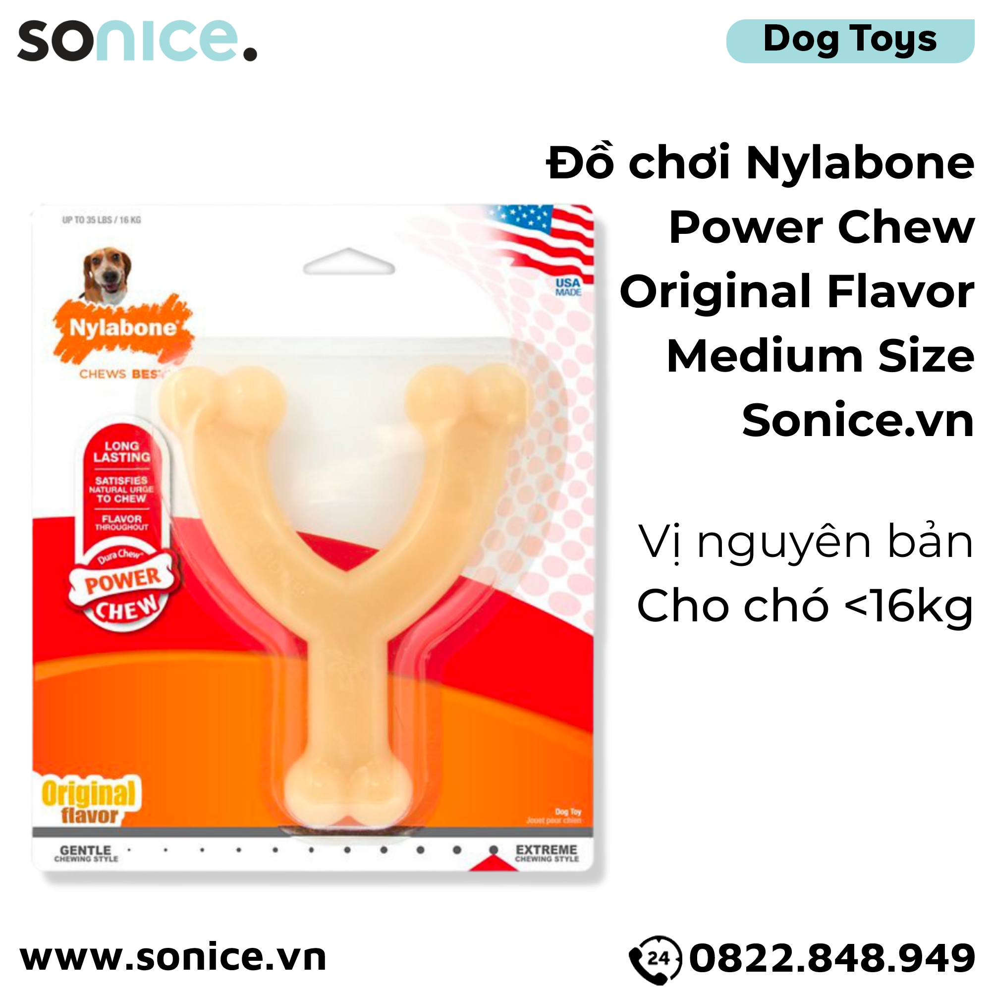  Đồ chơi Nylabone Power Chew Original Flavor Toys Medium Size - Vị nguyên bản, cho chó < 16kg SONICE. 