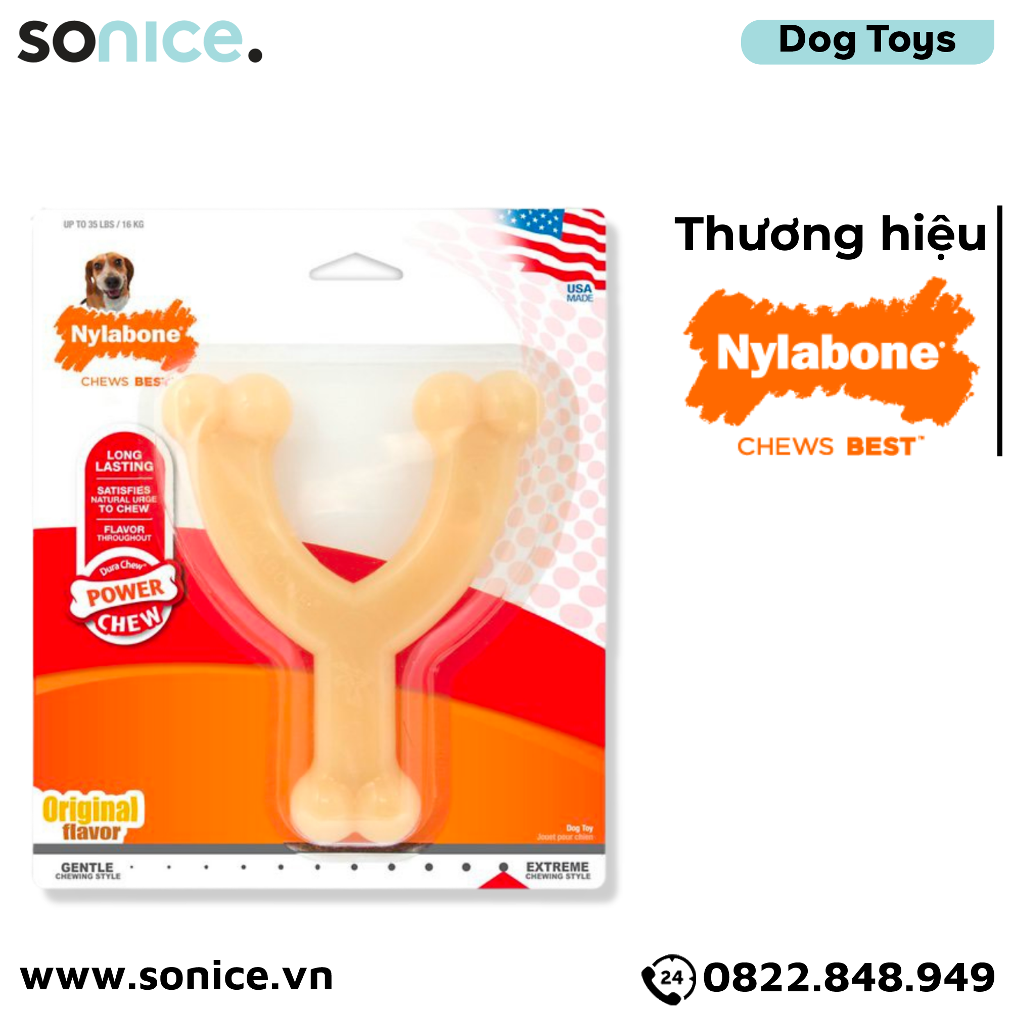  Đồ chơi Nylabone Power Chew Original Flavor Toys Medium Size - Vị nguyên bản, cho chó < 16kg SONICE. 