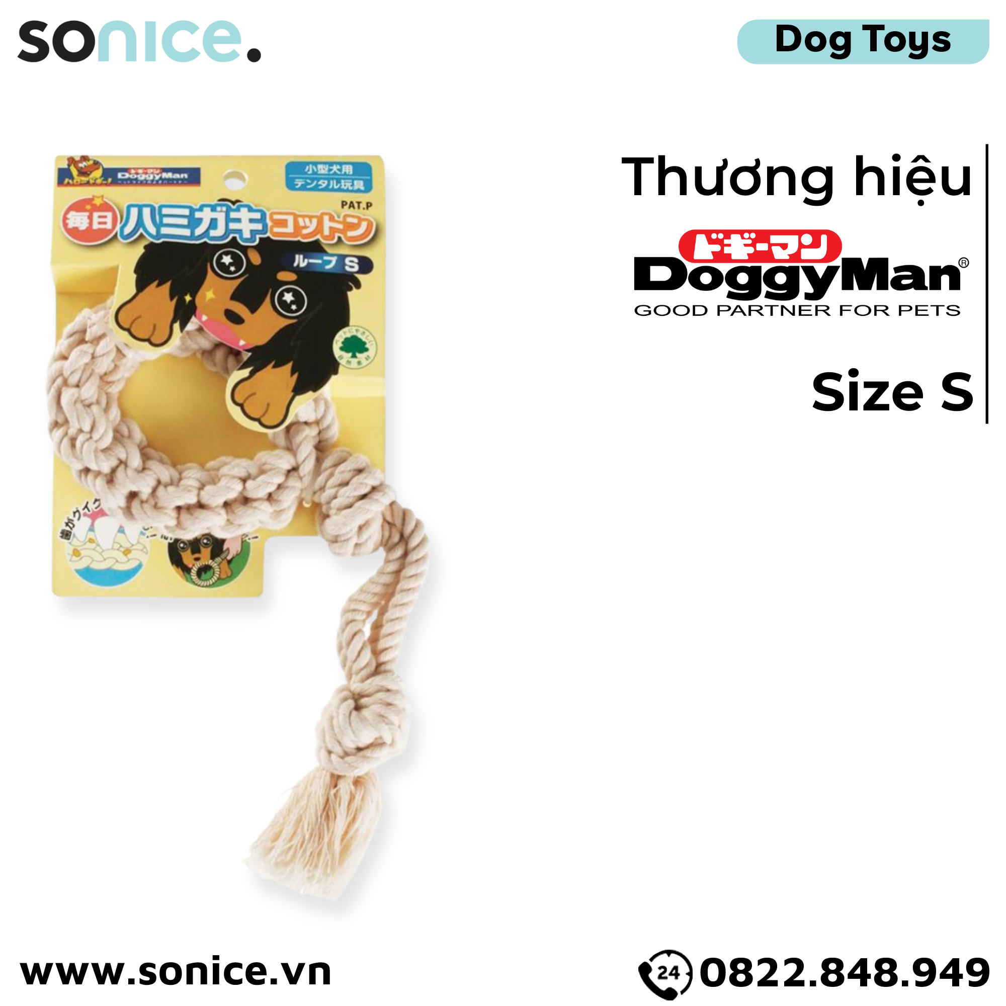  Đồ chơi DoggyMan Cotton Knot Rope Toys size S - Vòng gặm dây thừng SONICE. 