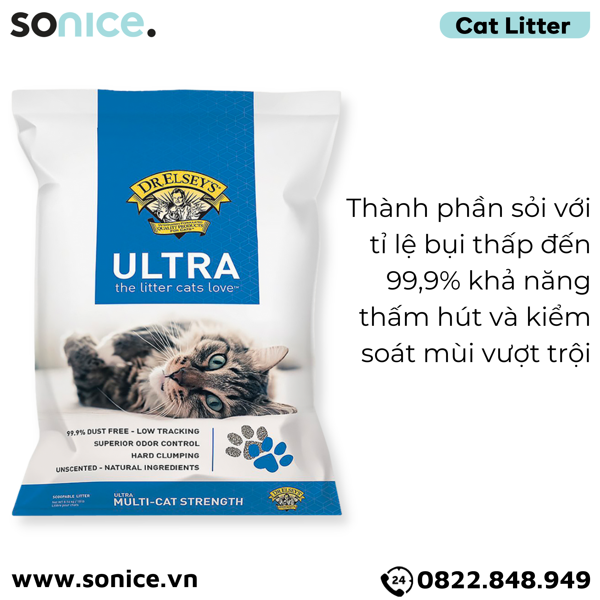  Cát vệ sinh Dr.ELSYES Precious Cat Ultra Unscented 8.16kg - Không mùi SONICE. 