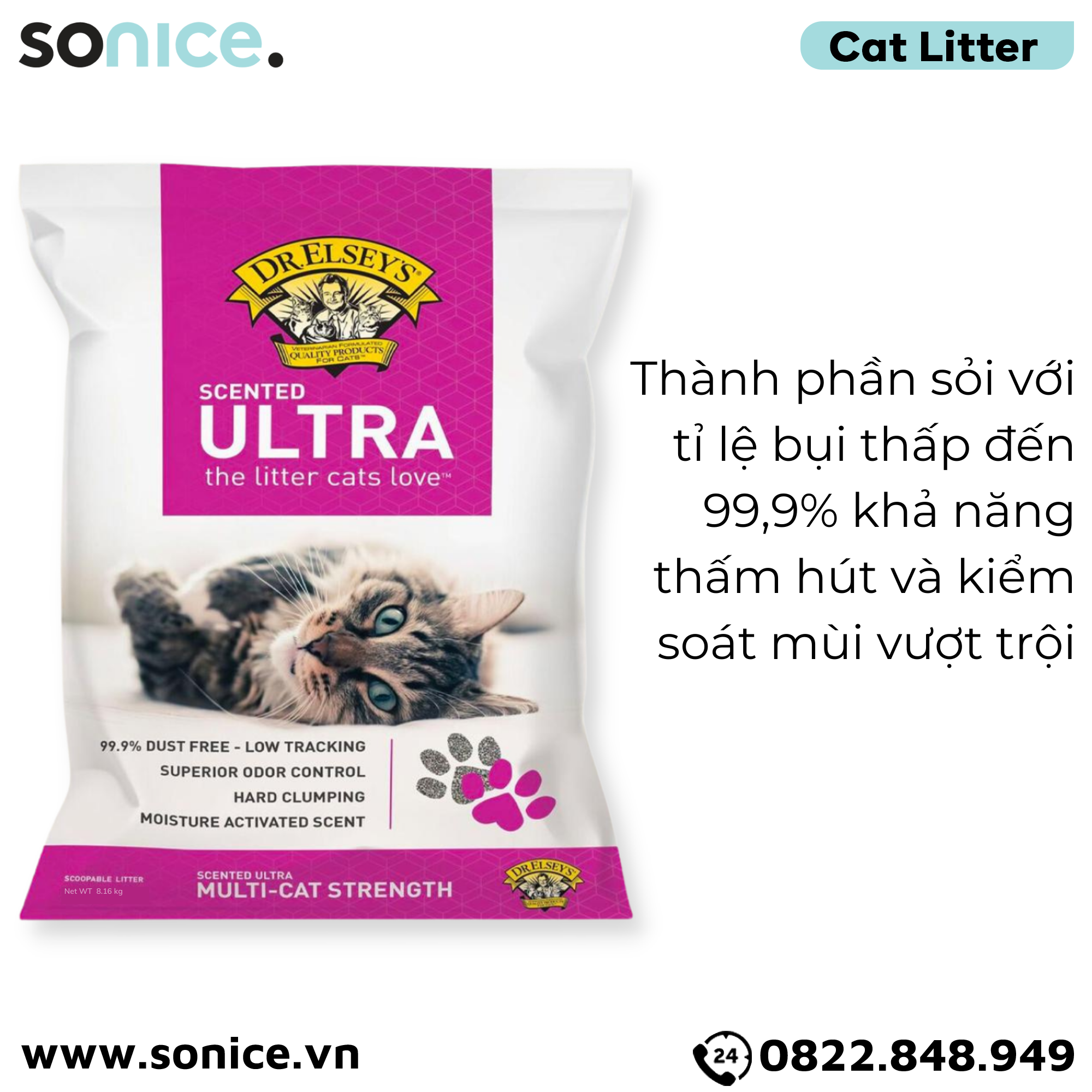  Cát vệ sinh Dr.ELSYES Precious Cat Ultra Scented 8.16kg - Hương thơm mát tự nhiên SONICE. 