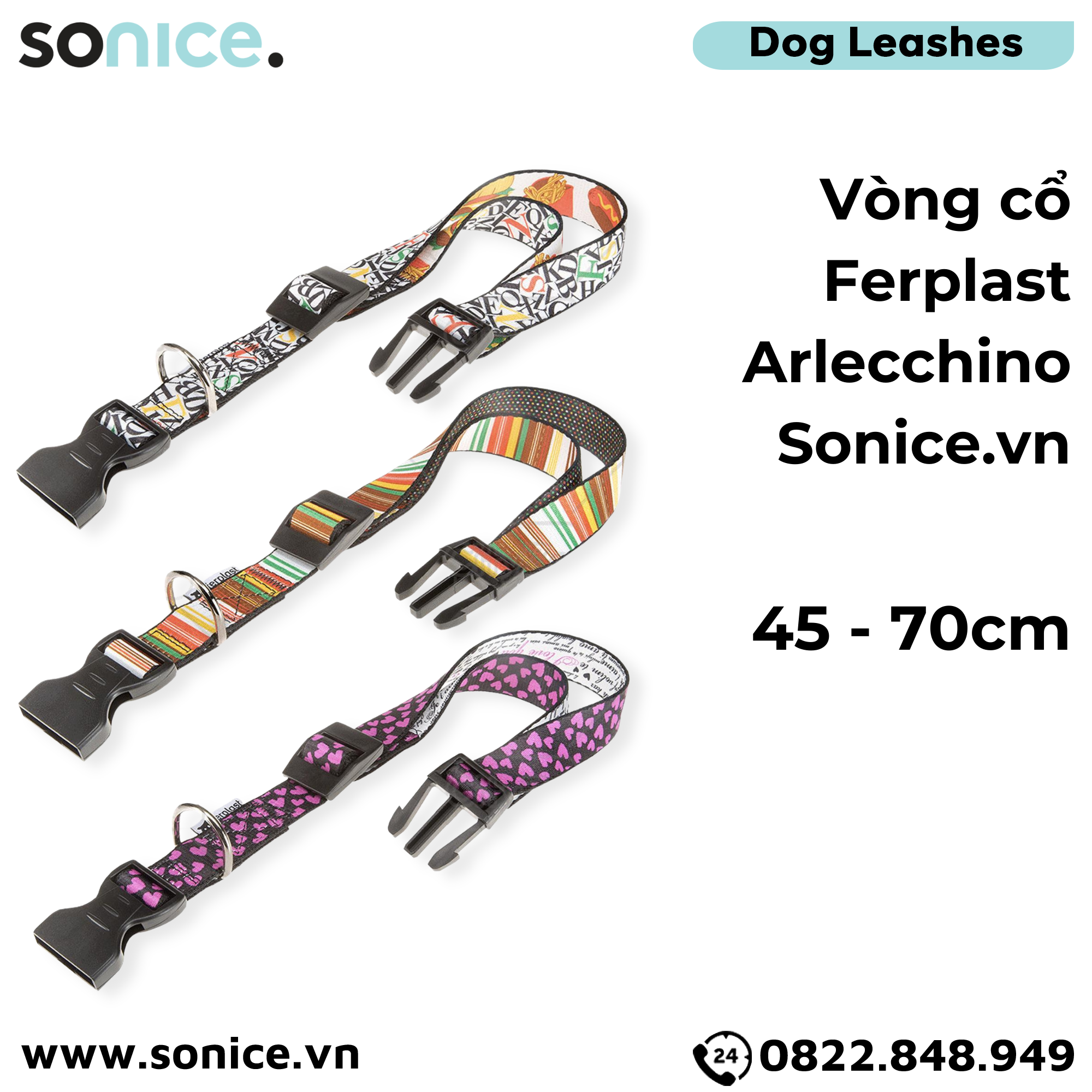  Vòng cổ Ferplast Arlecchino 45-70cm - Size 30kg SONICE. 