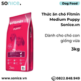  Thức ăn chó FITMIN Medium Puppy 3kg - chó con giống vừa SONICE. 