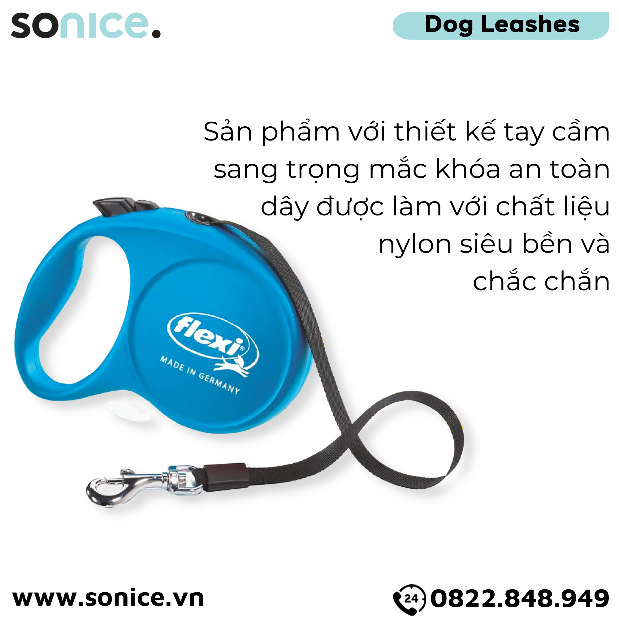  Dây dắt tự động FLEXI Fun L - Dây dẹp 5m, < 50kg SONICE. 