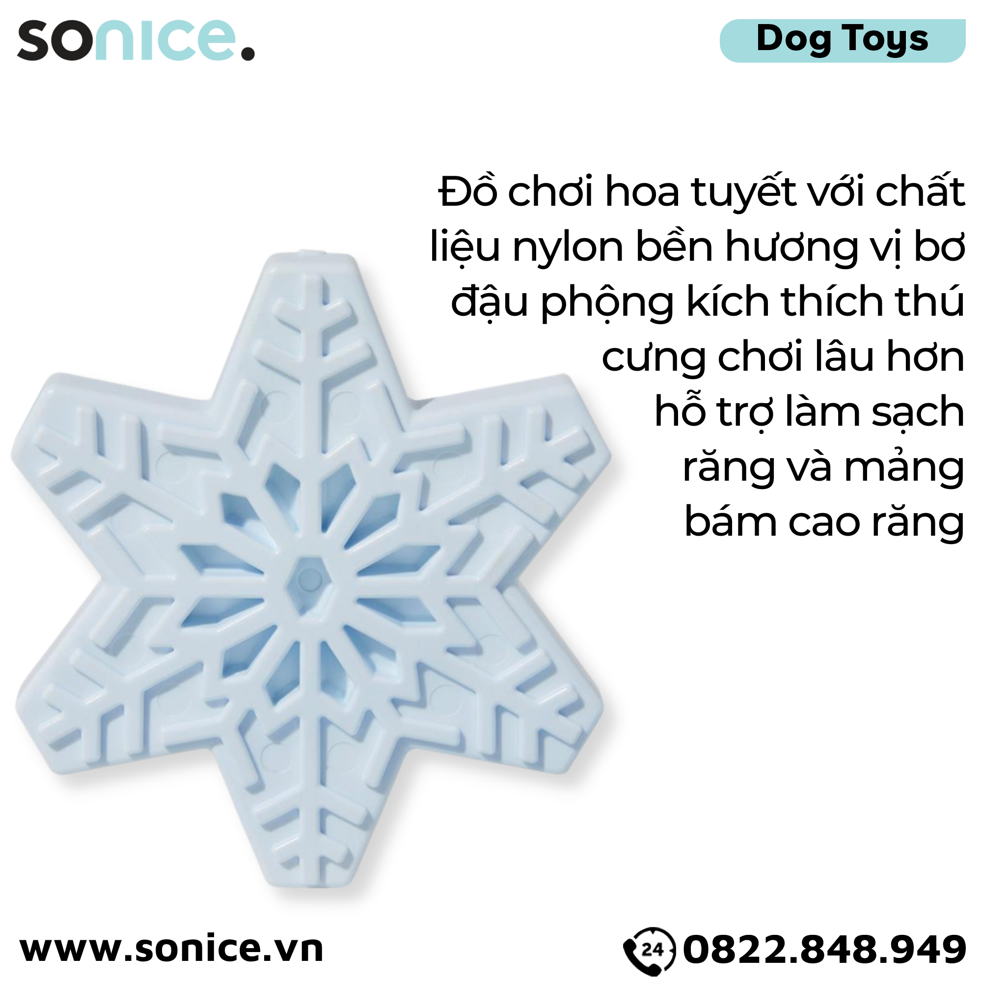  Đồ chơi Frisco Nylon Snowflake Dog Chew Toy Peanut Butter Flavor Medium Size - Vị bơ đậu phộng, cho chó < 50kg SONICE. 