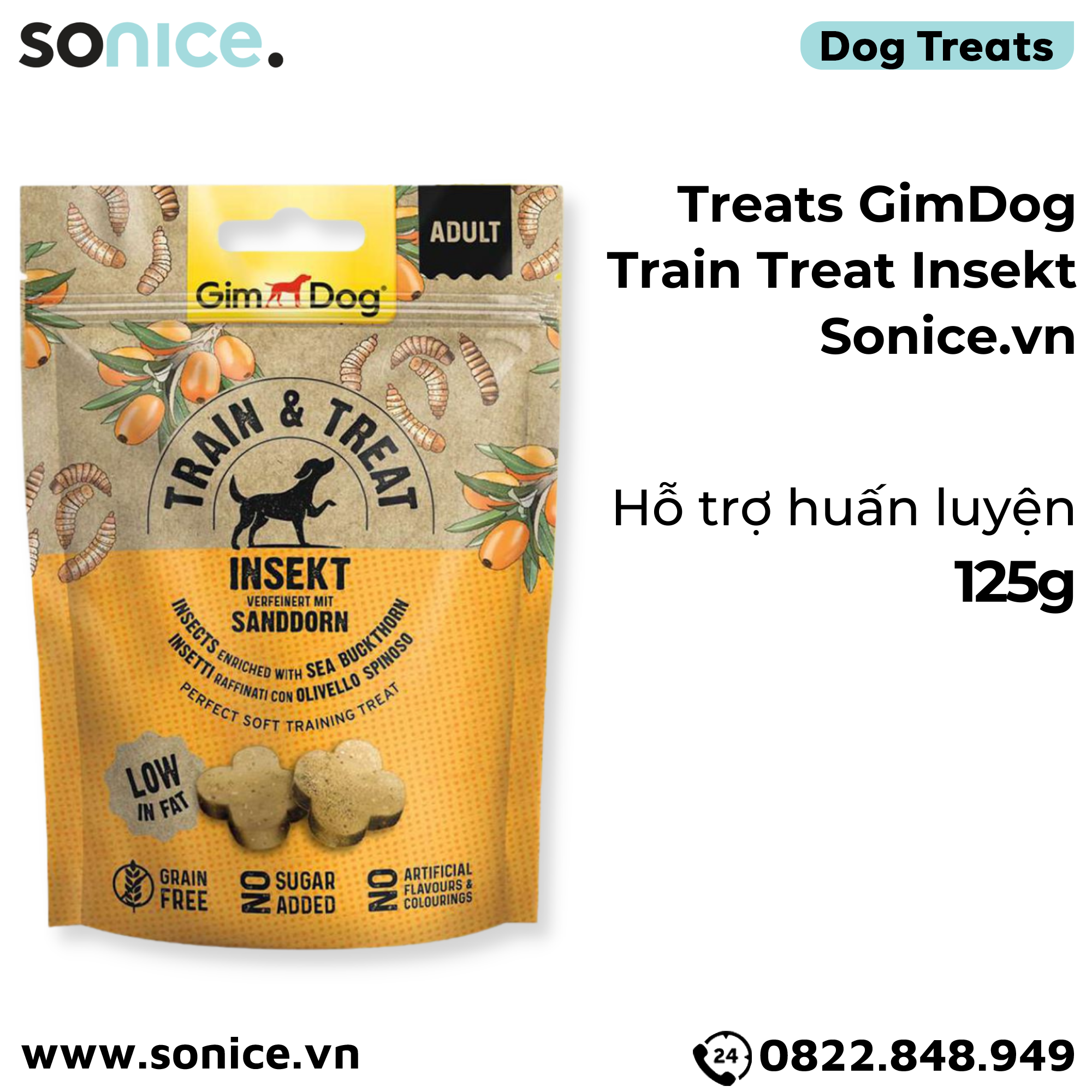  Treats GimDog Train Treat Insekt 125g - Hỗ trợ huấn luyện SONICE. 