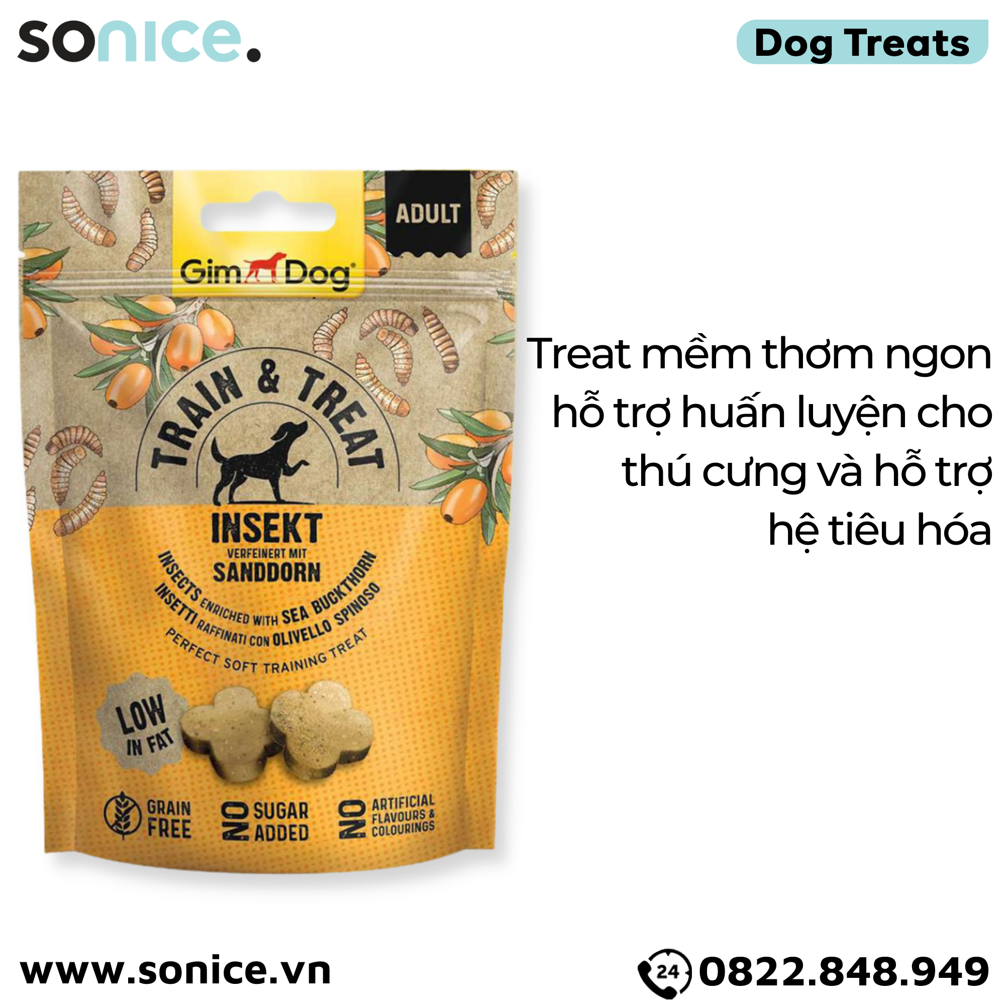  Treats GimDog Train Treat Insekt 125g - Hỗ trợ huấn luyện SONICE. 