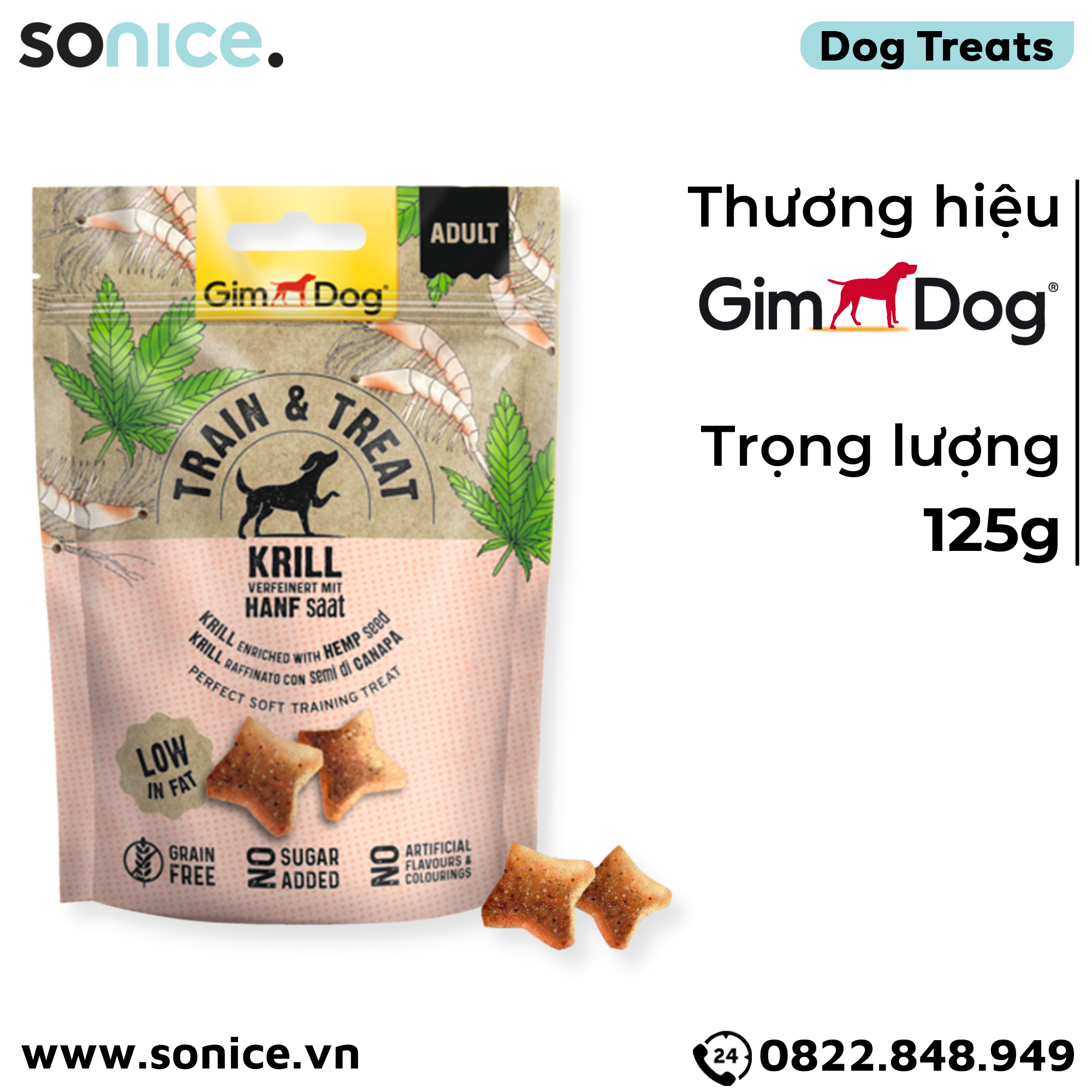  Treats GimDog Train Treat Krill 125g - Hỗ trợ huấn luyện SONICE. 