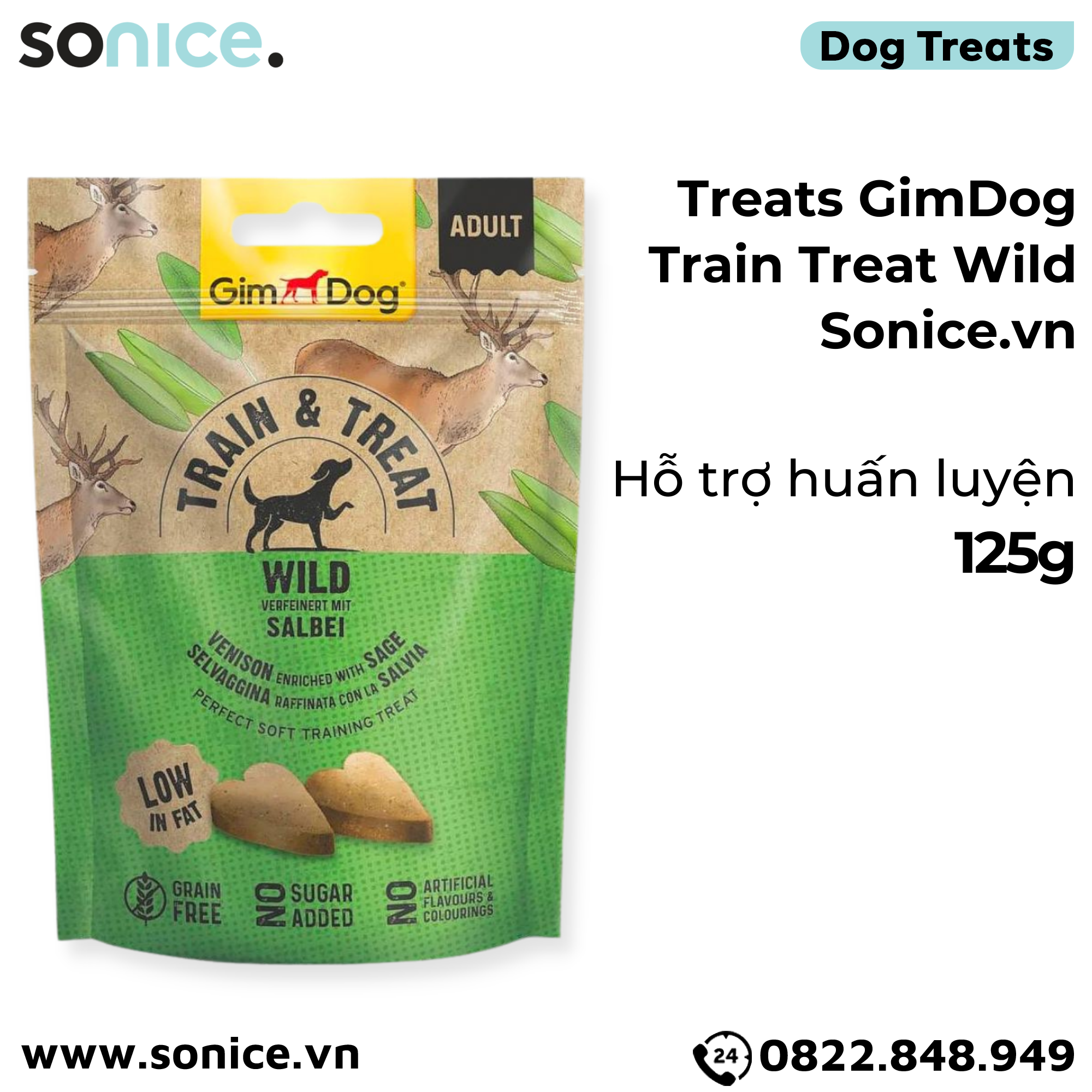  Treats GimDog Train Treat Wild 125g - Hỗ trợ huấn luyện SONICE. 