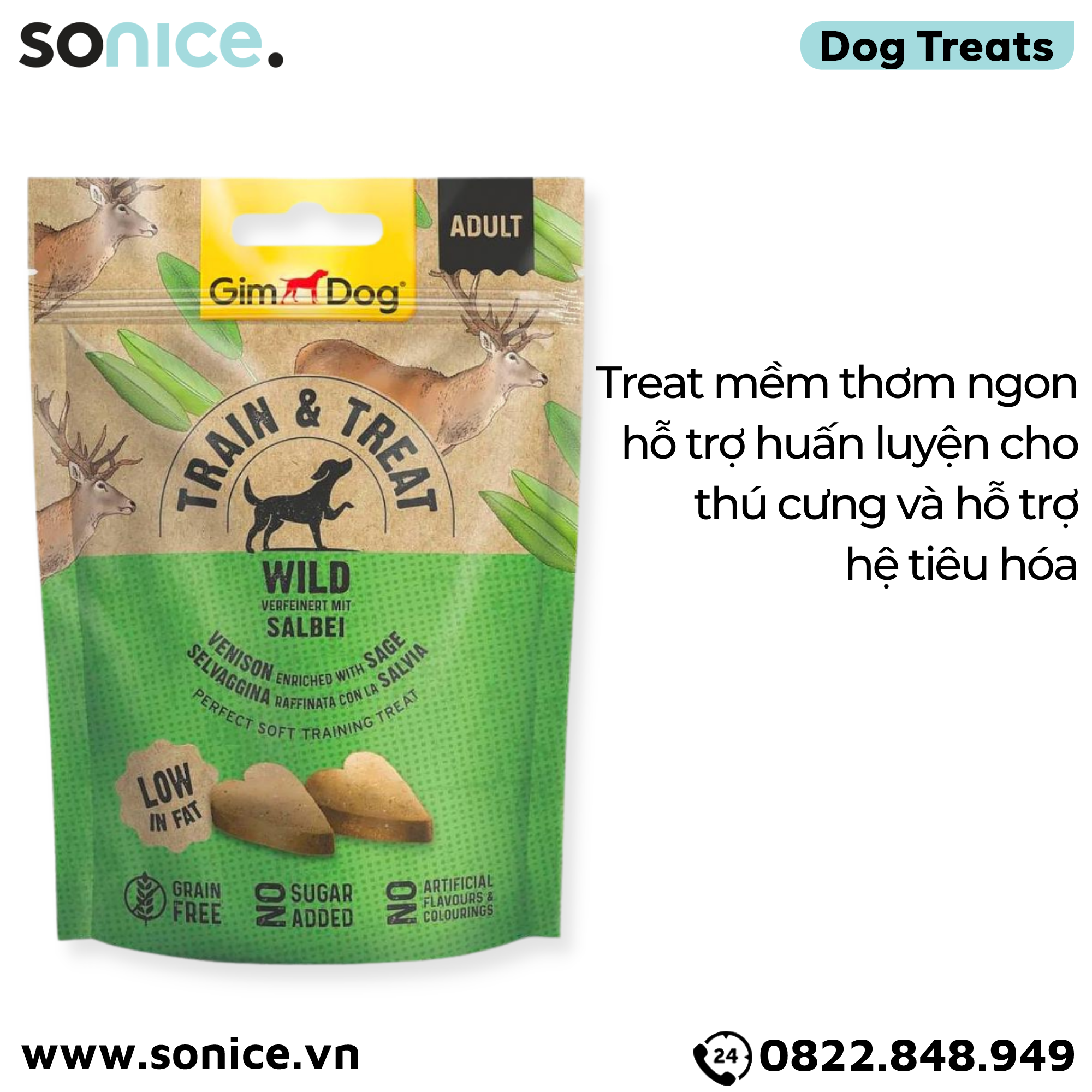  Treats GimDog Train Treat Wild 125g - Hỗ trợ huấn luyện SONICE. 