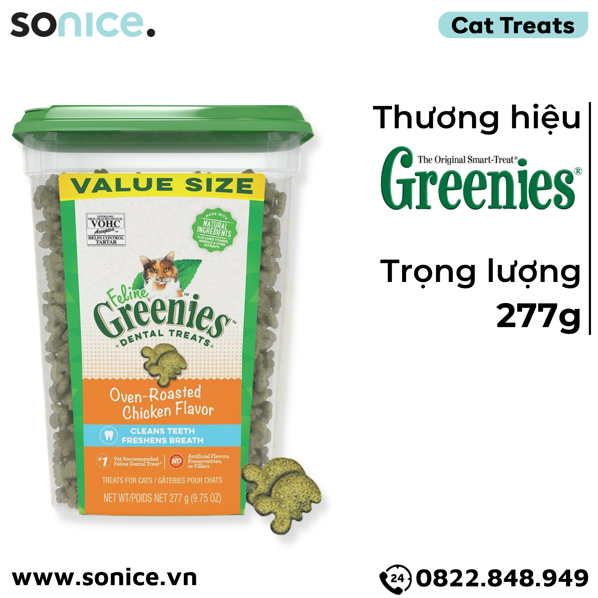  Treat mèo Greenies Oven-Roasted Chicken 277g - vị gà nướng cat treats SONICE. 