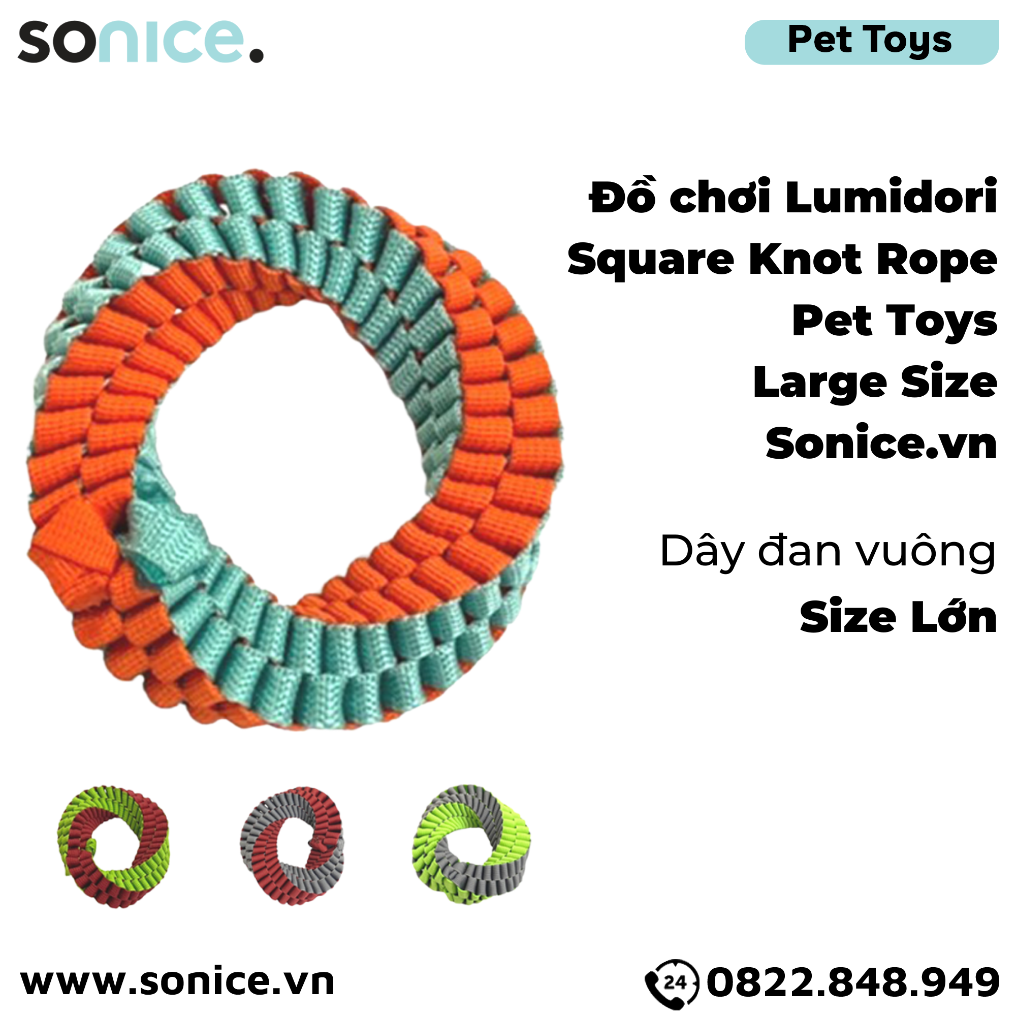  Đồ chơi Lumidori Square Knot Rope Toys Large Size - Dây đan vuông size Lớn SONICE. 