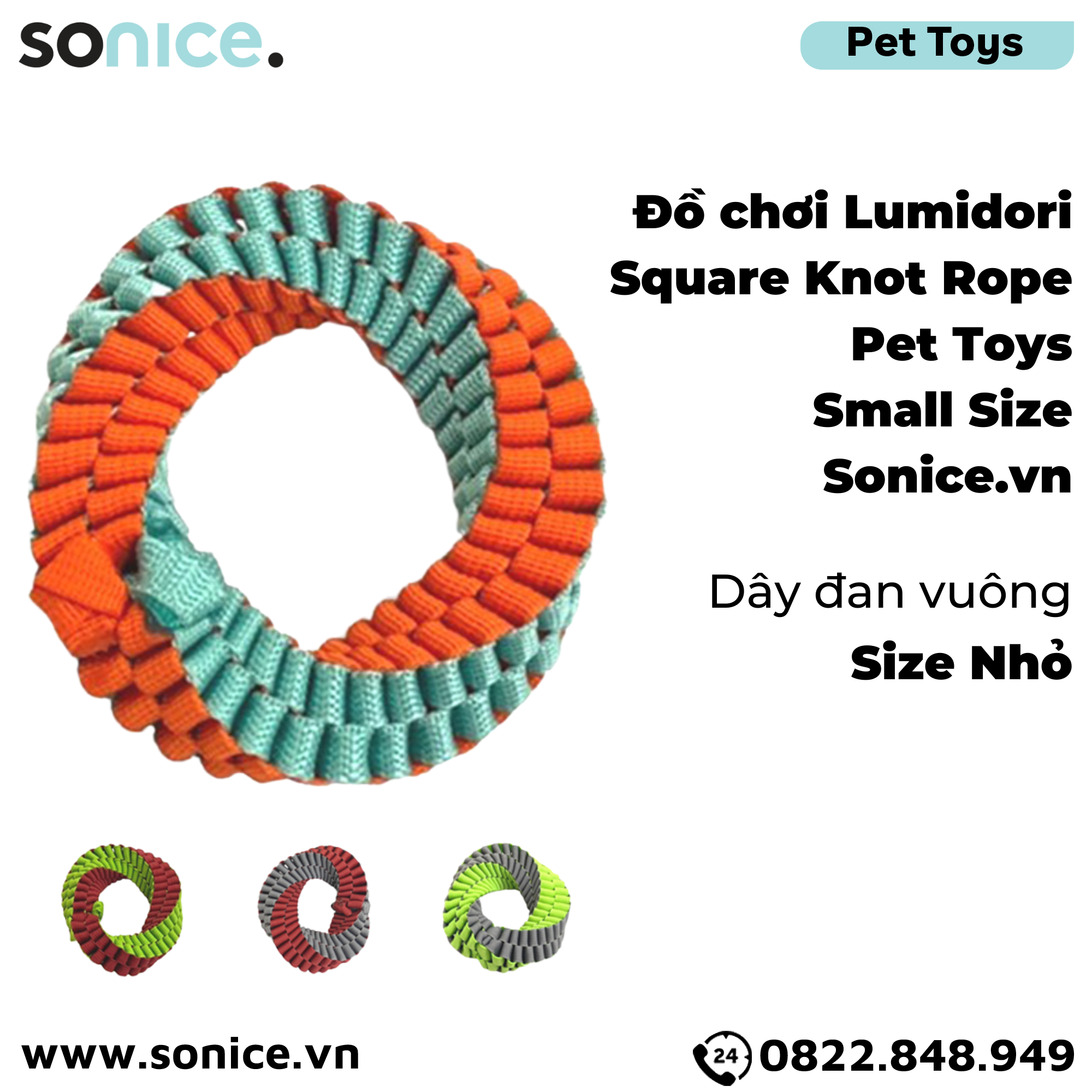  Đồ chơi Lumidori Square Knot Rope Toys Small Size - Dây đan vuông size Nhỏ SONICE. 